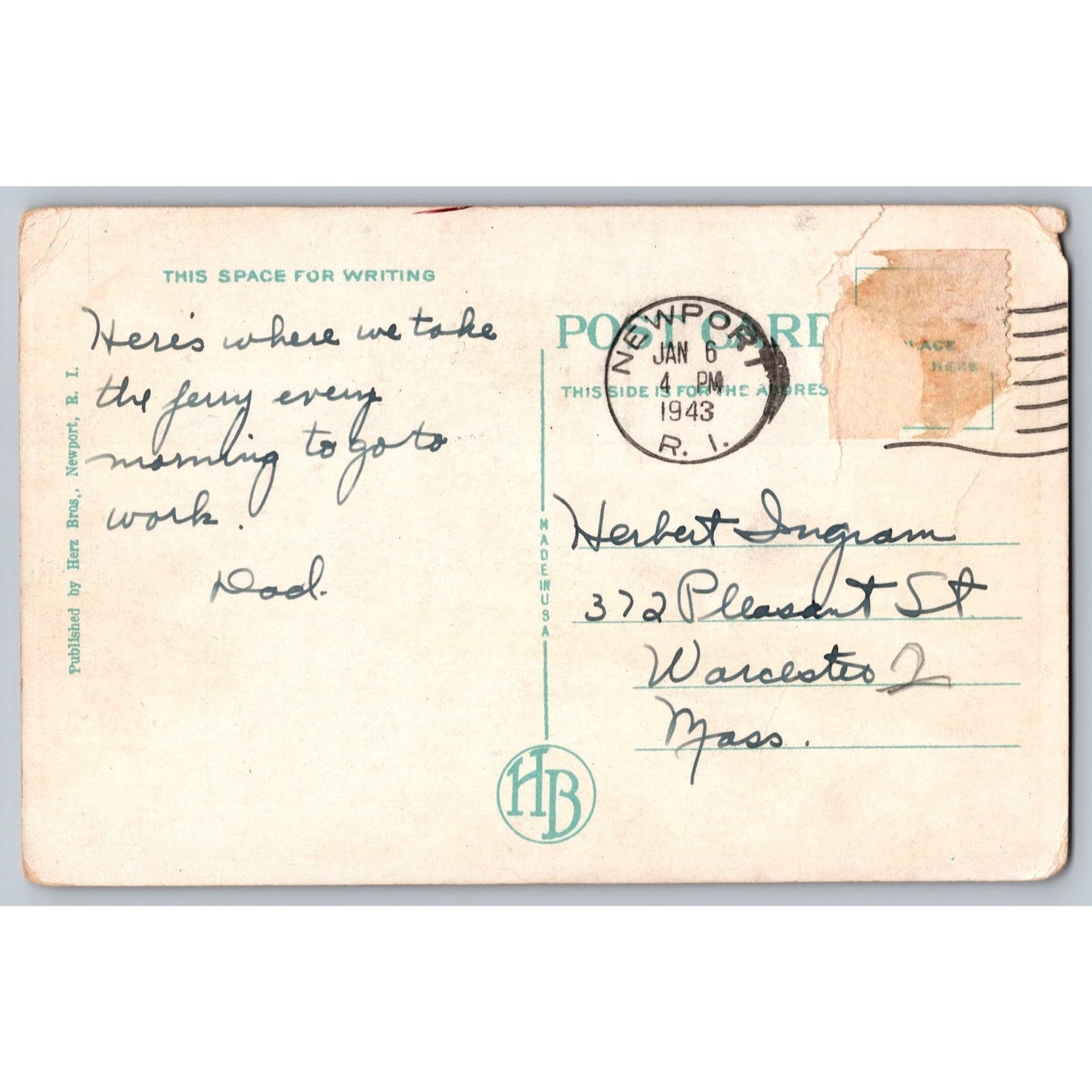 Newport RI Rhode Island Government Landing 1920s-30s White Border Postcard