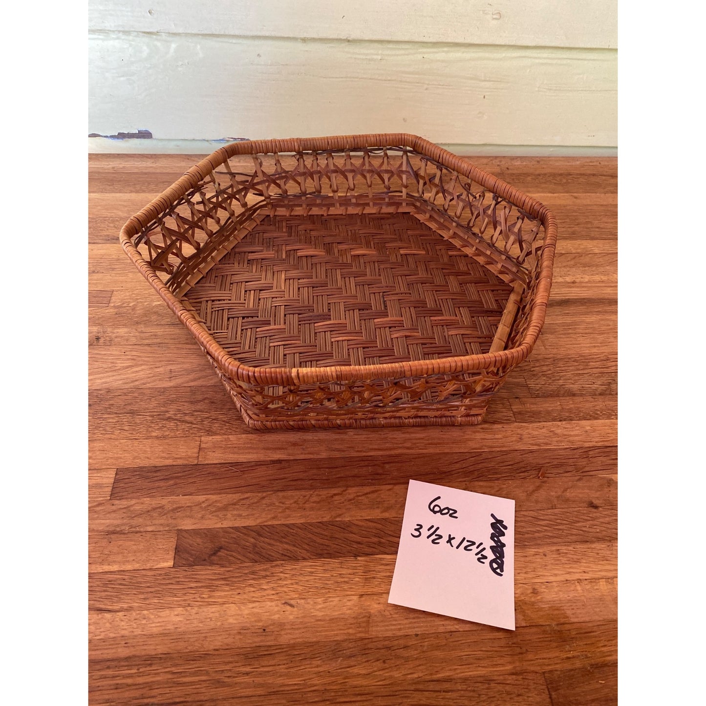 Hexagonal Woven Bamboo Basket With Openwork Sides - Decorative & Functional Storage