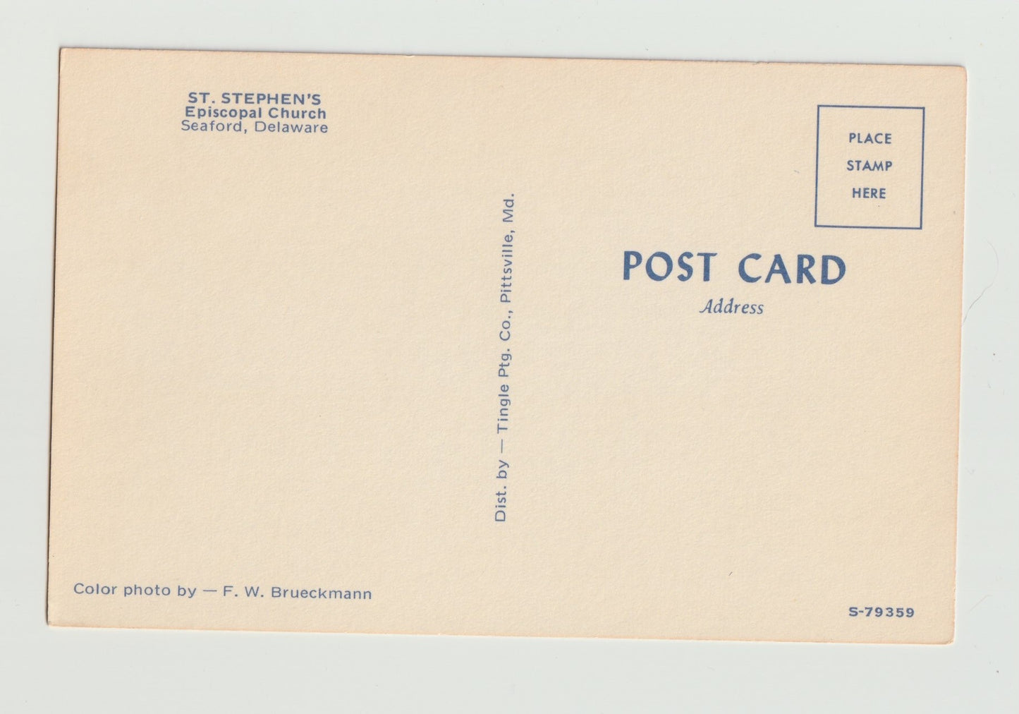 Postcard DE Delaware Seaford St Stephen's Episcopal Church Chrome Unused