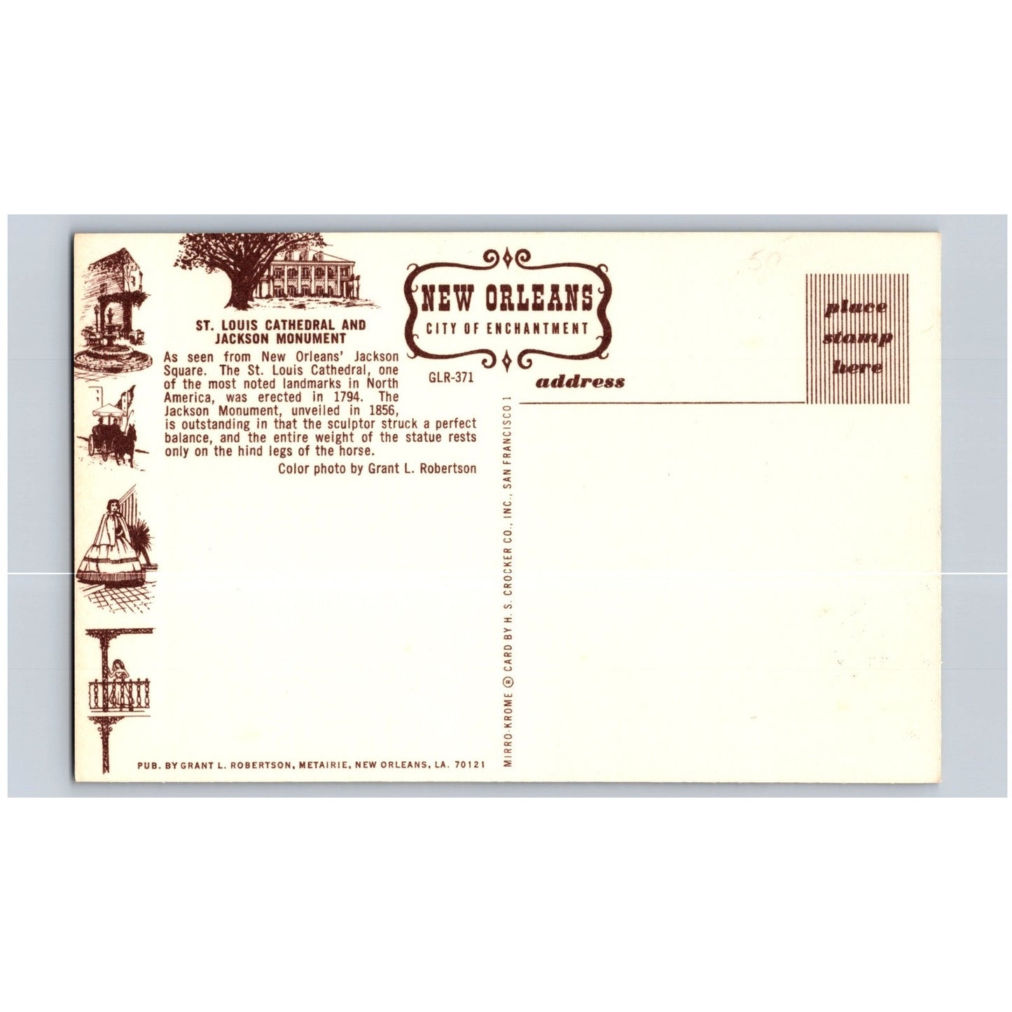 New Orleans LA Louisiana St Louis Cathedral Chrome Postcard Unused