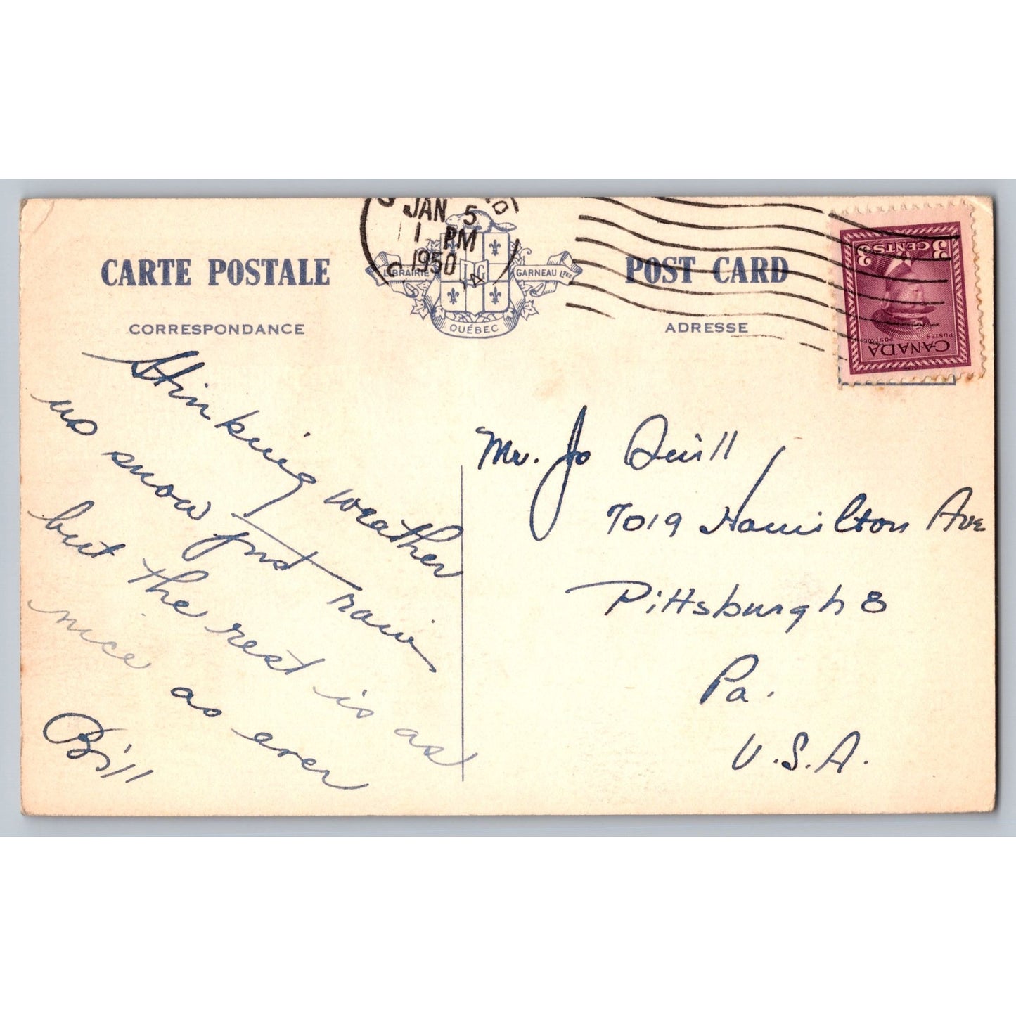 Canada Lac Beauport Quebec Mont St-Castin Skiers Scene 1950s Postcard
