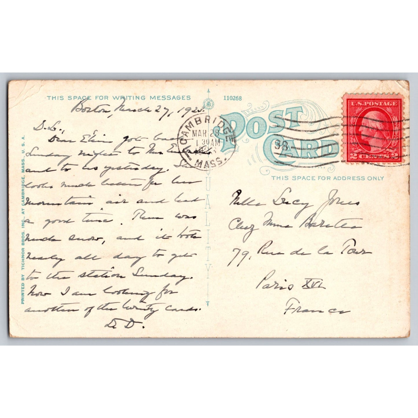 Boston MA Massachusetts Boston Light Harbor Lighthouse Postcard 1924