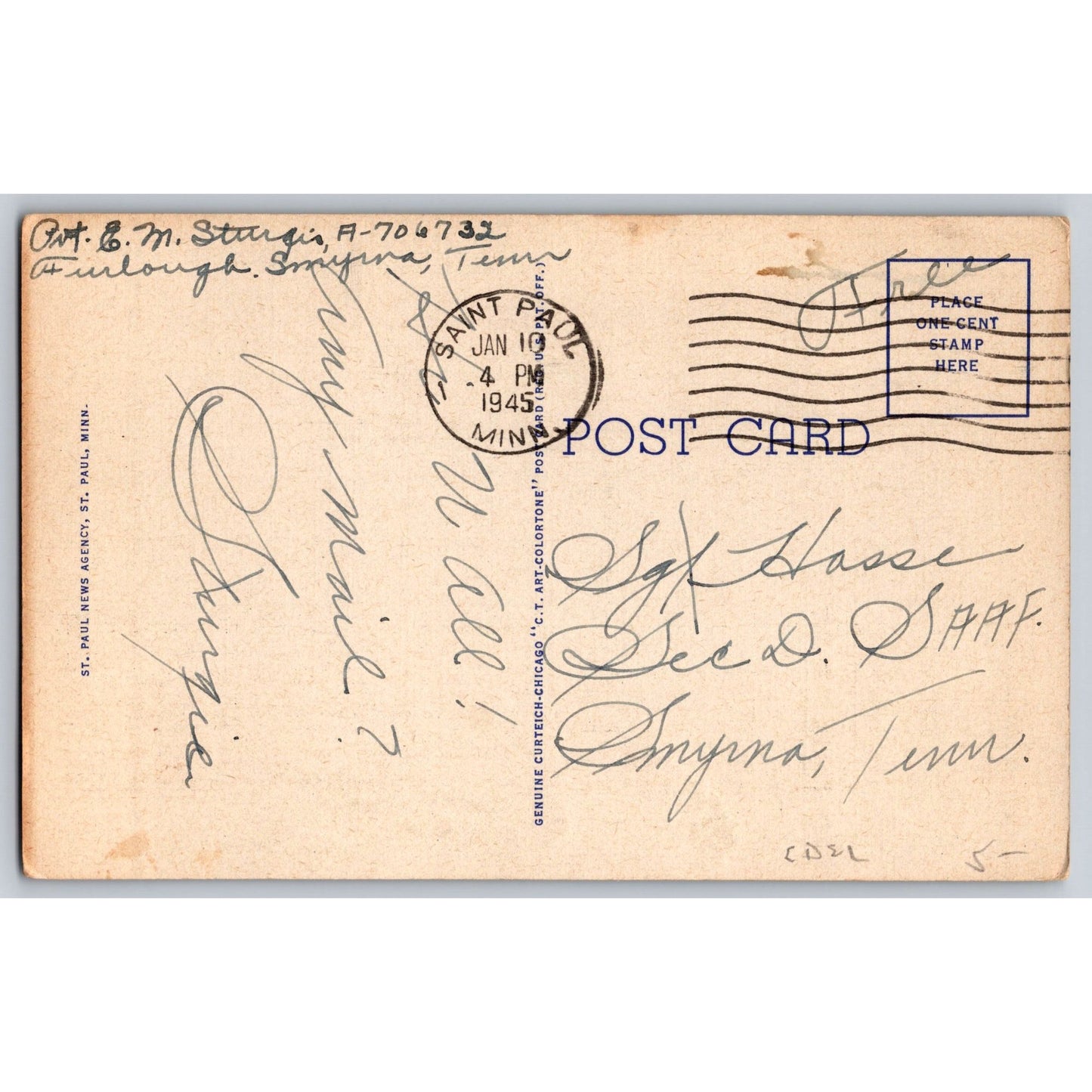 St Paul MN Minnesota Public Library White Border Postcard Used 1945