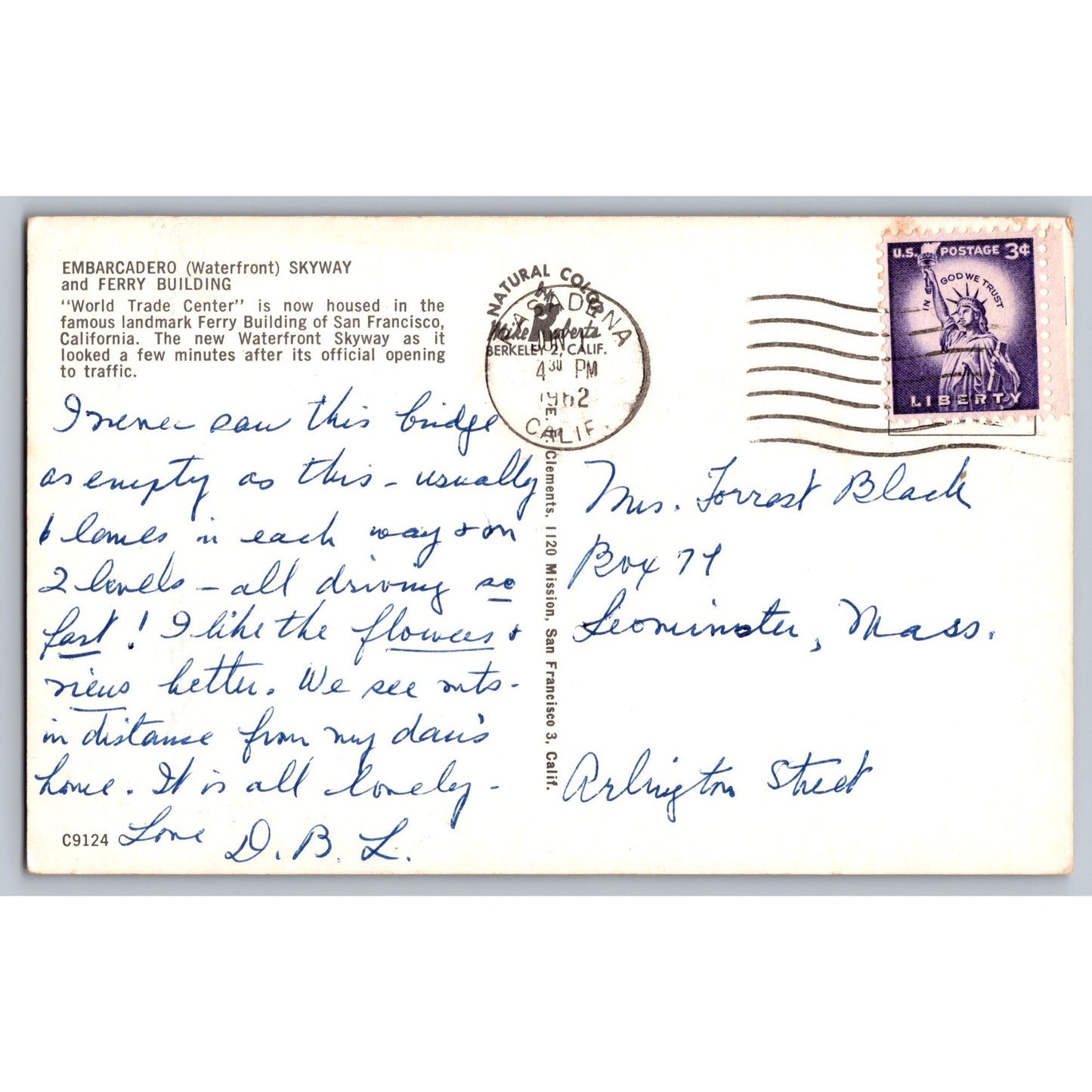 San Francisco CA California World Trade Center Ferry 1950s Chrome Postcard Used