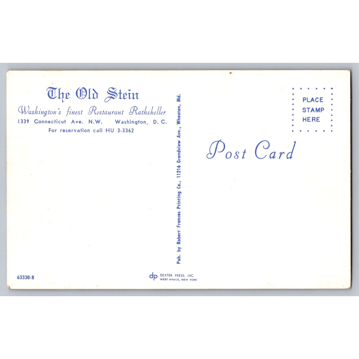 Washington DC The Old Stein Restaurant Rathskeller Two Views Chrome Postcard