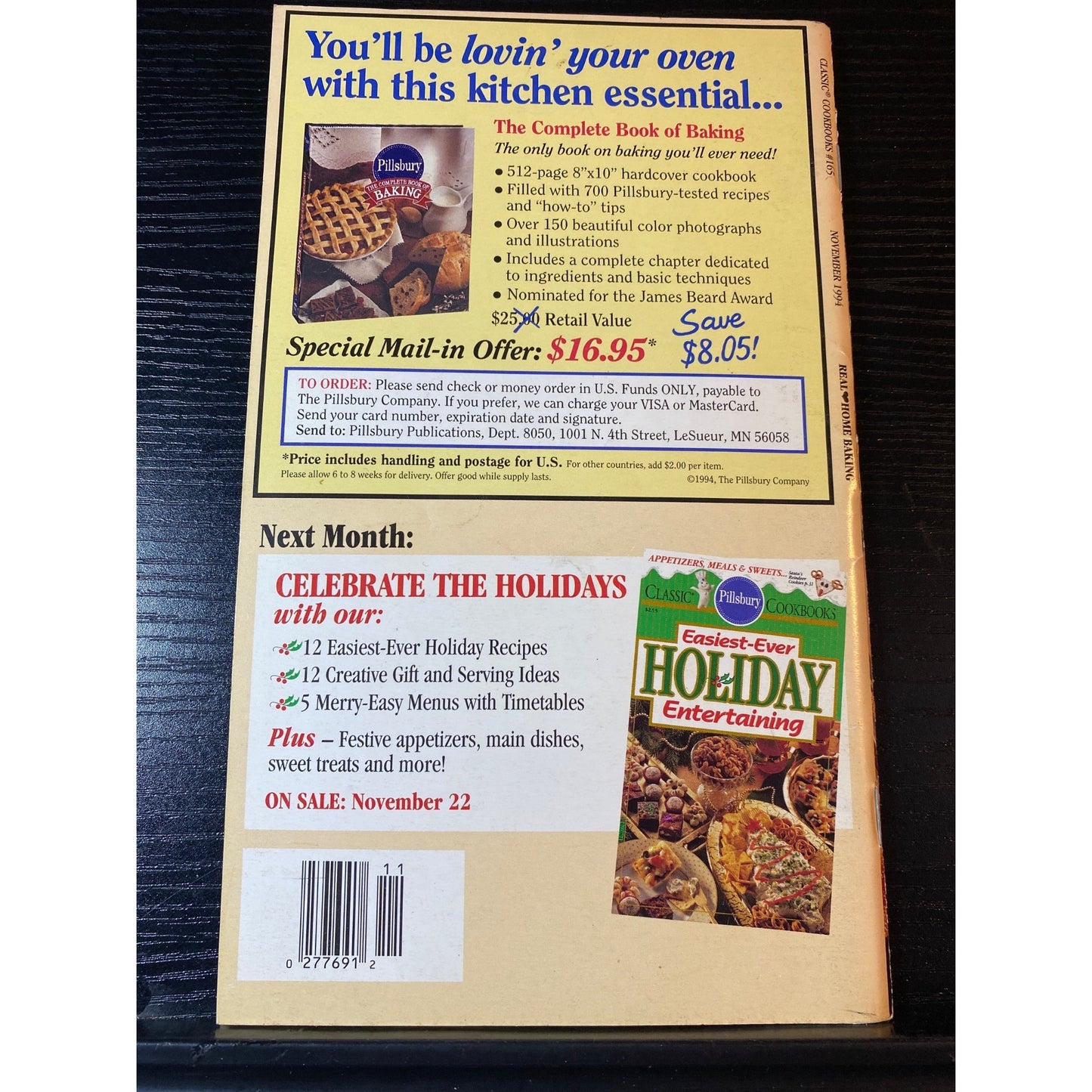 Pillsbury Classic Real Home Baking Cookbook Booklet Nov 1994