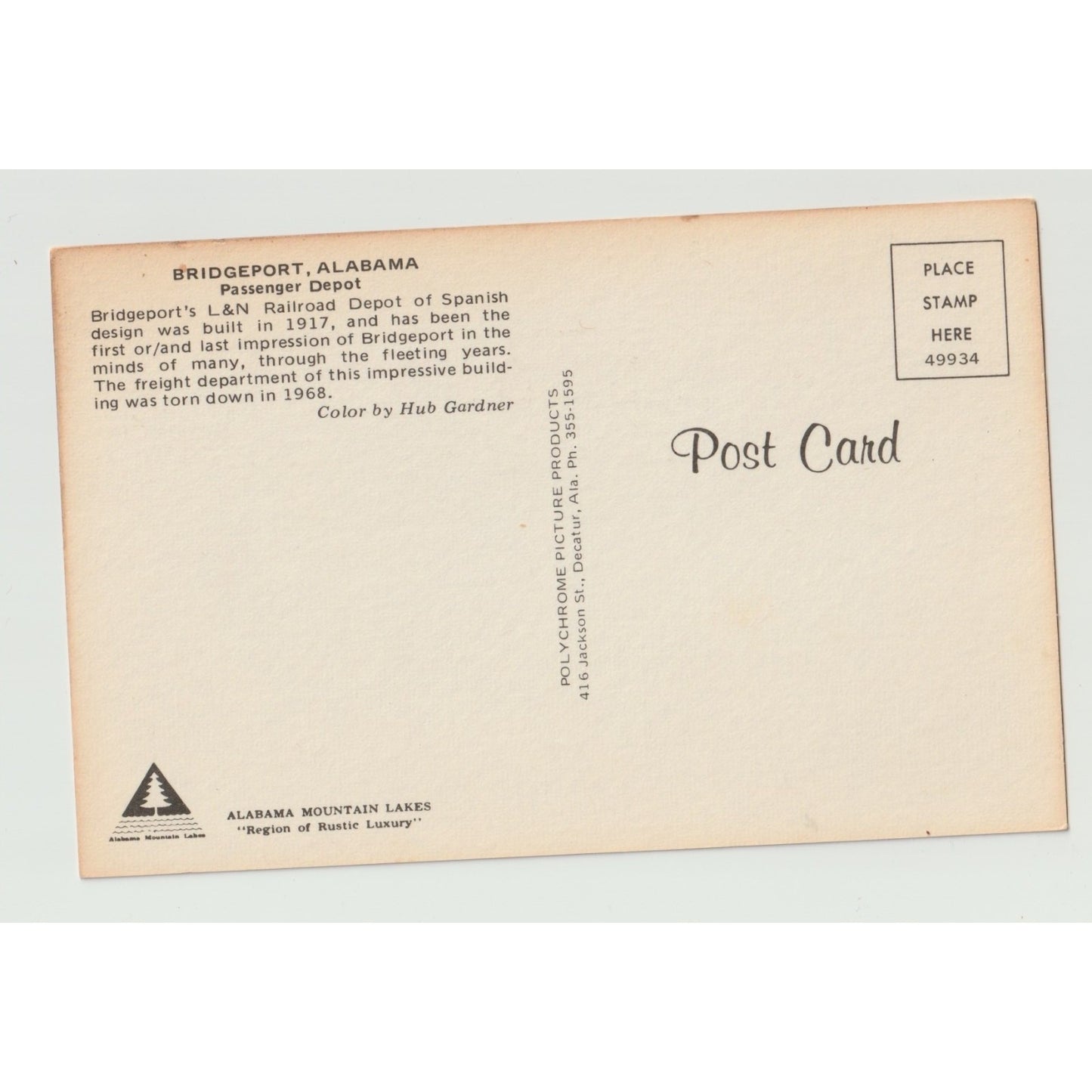 Bridgeport AL Alabama L&N Railroad Passenger Depot Train Station Postcard