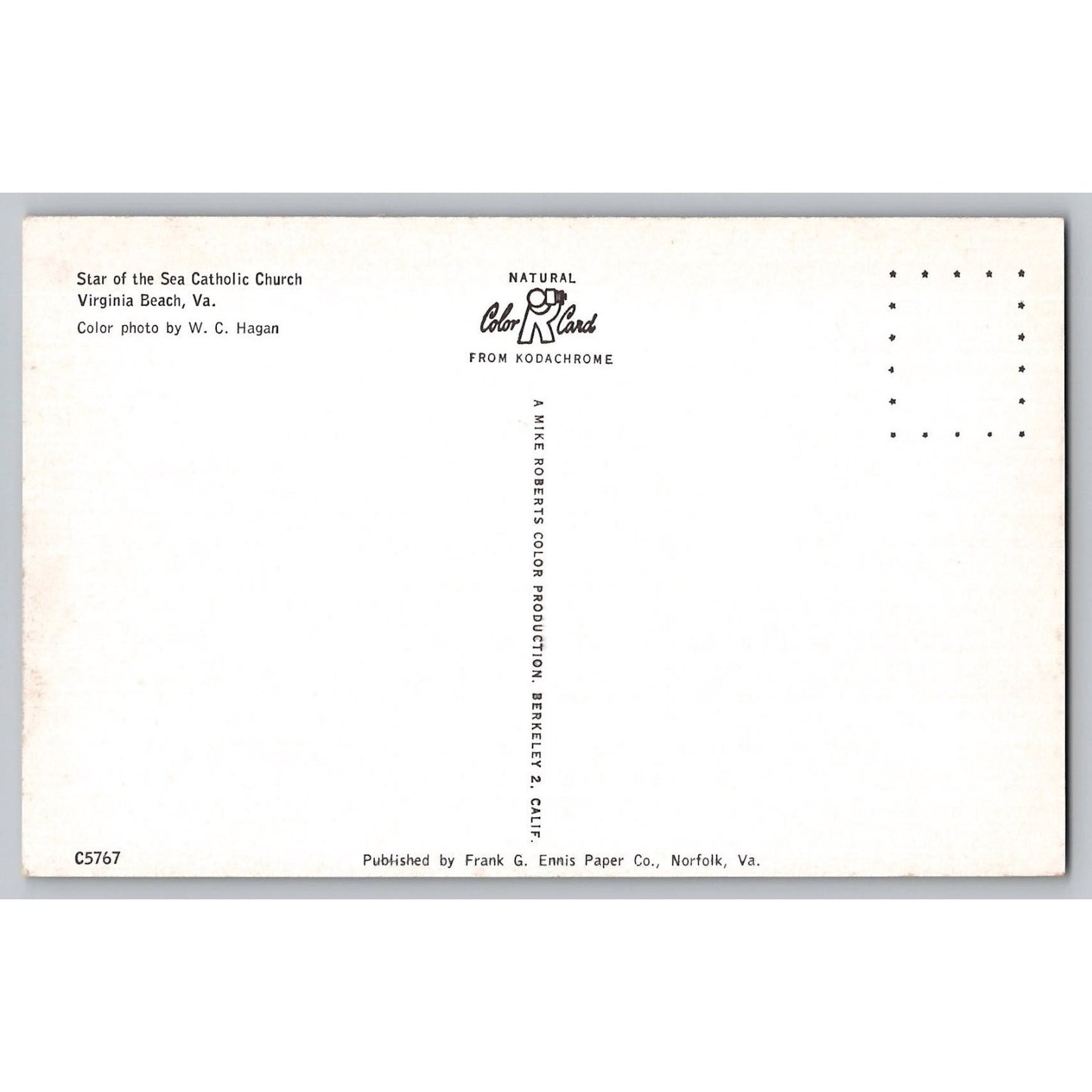 Virginia Beach VA Virginia Star of the Sea Catholic Church Chrome Postcard