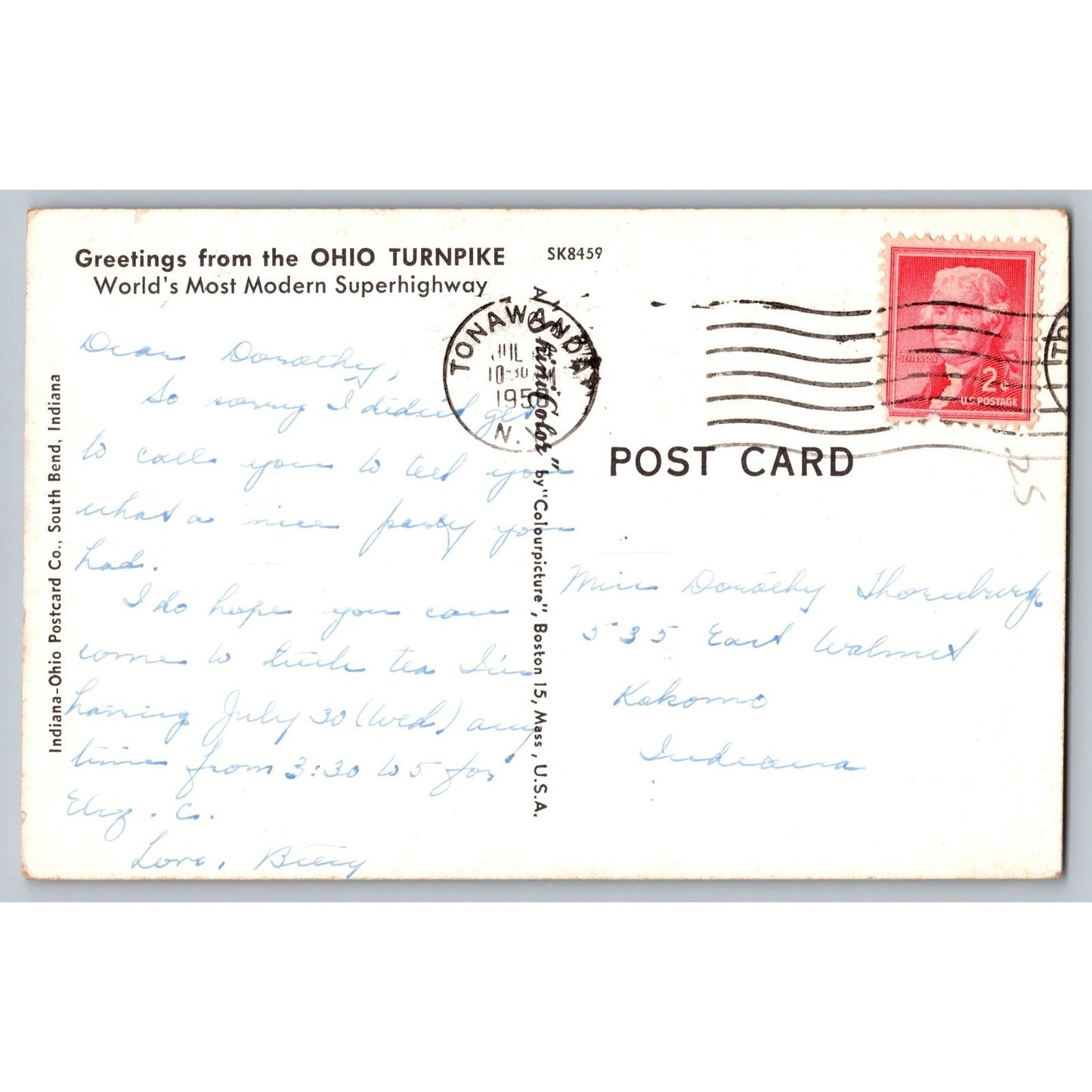 Map Turnpike Greetings from OH Ohio Chrome Postcard Used