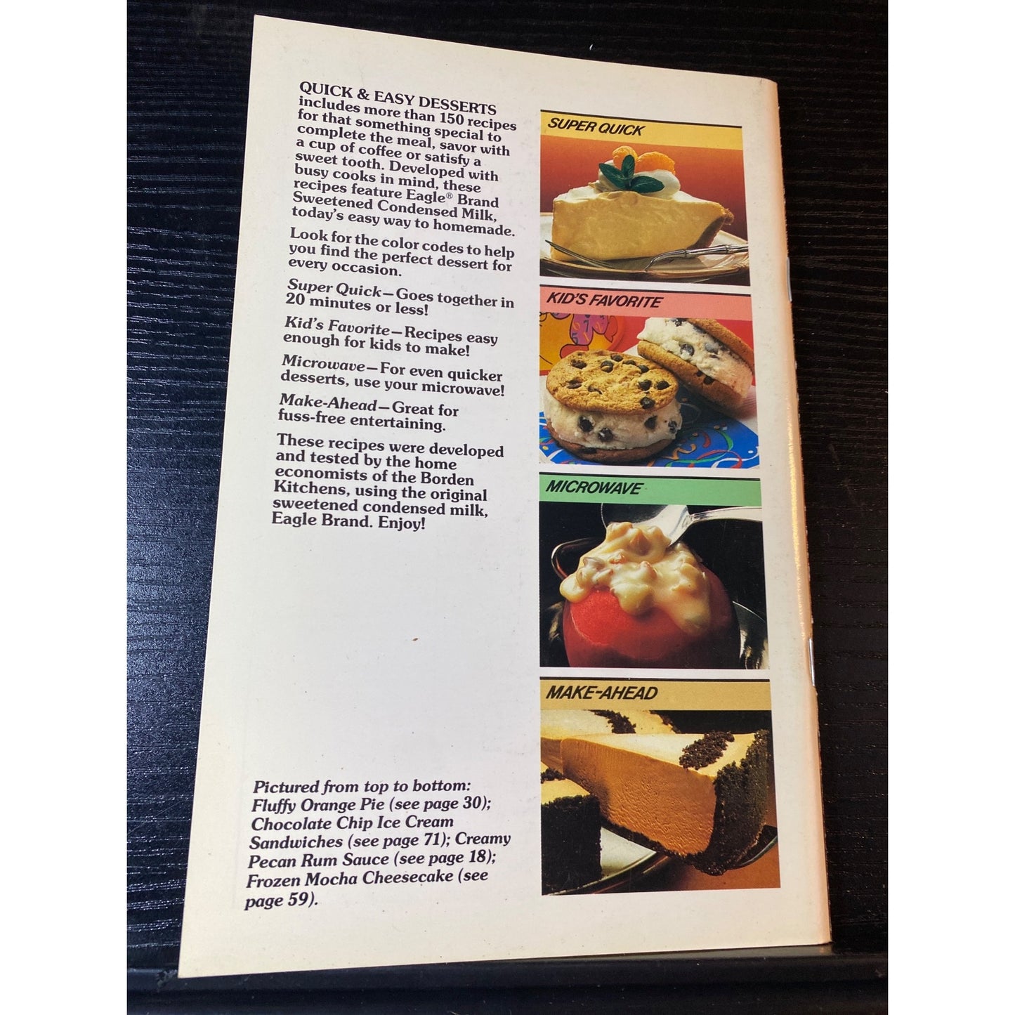 Eagle Brand Cookbook Booklet 1986 Quick & Easy Desserts Pies Cakes Snacks & More