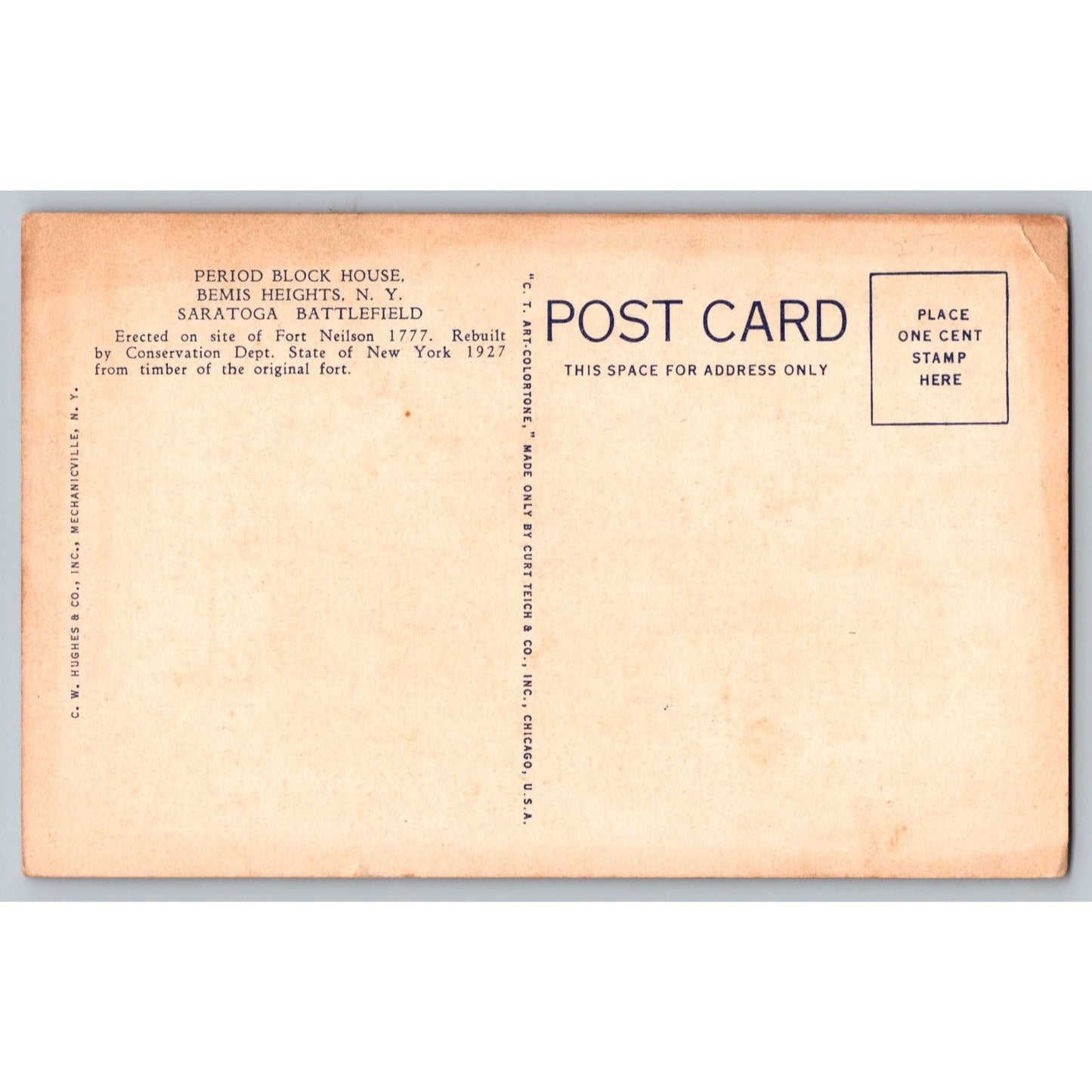 Bemis Heights NY New York Saratoga Battlefield Period Block House 1920s Postcard