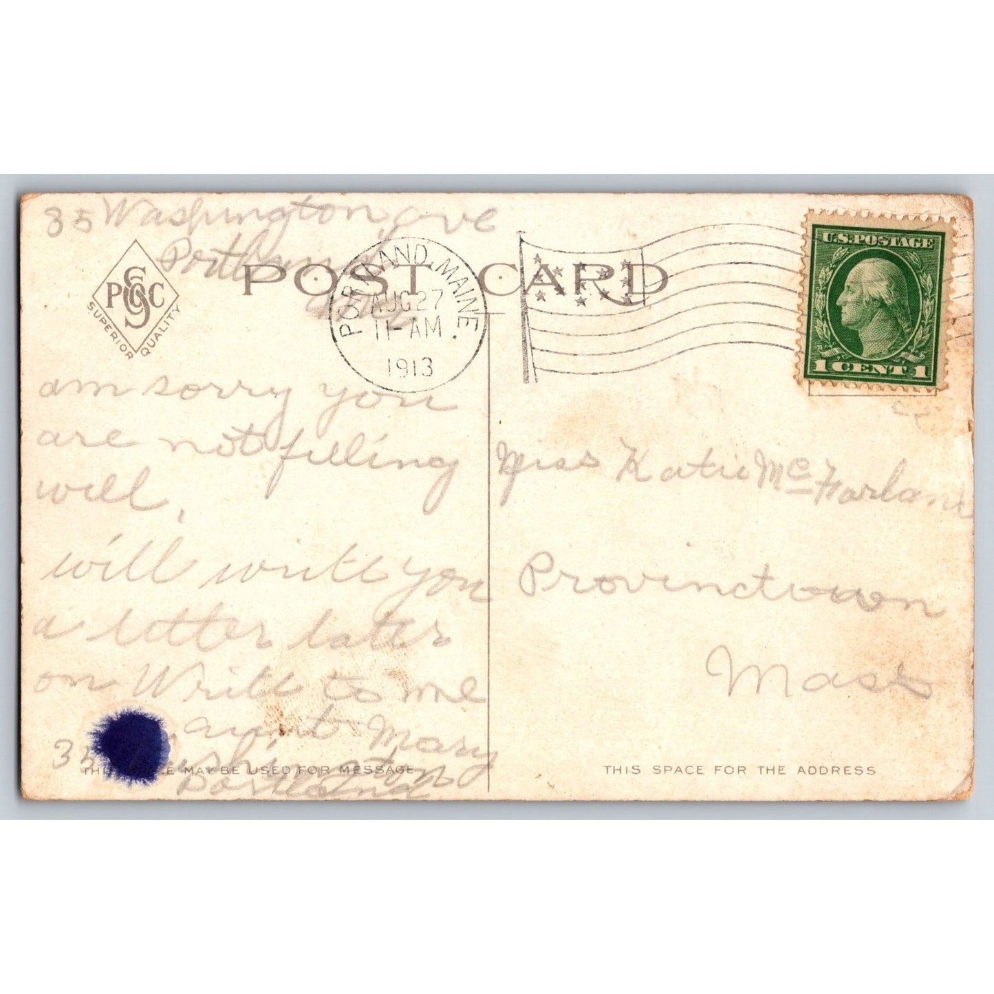 Portland ME Maine Riverton Park Scenic View 1913 Undivided Back Postcard Used