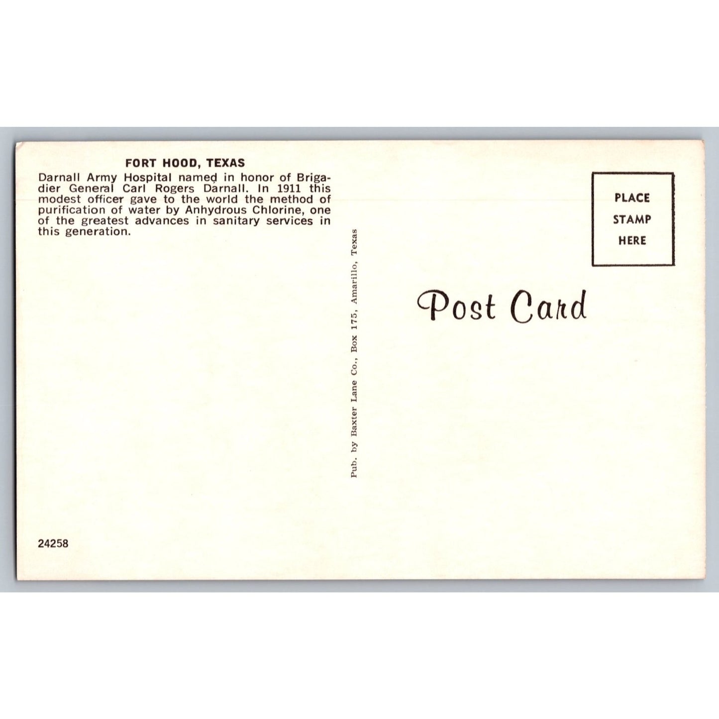 Fort Hood TX Texas Darnall Army Hospital 1970s Chrome Postcard Unused