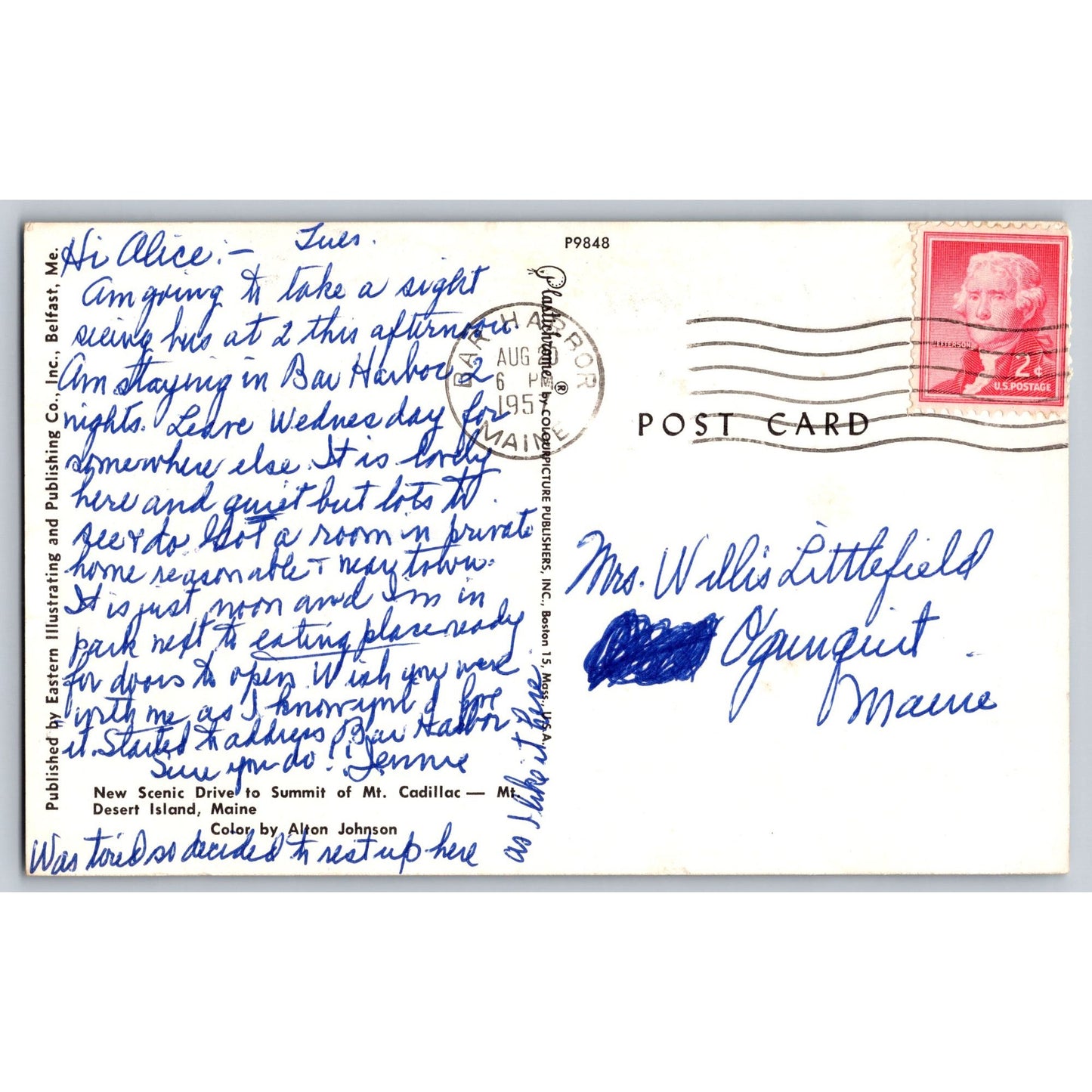 Desert Island ME Maine Mt. Cadillac Summit Scenic Drive Chrome Postcard Used