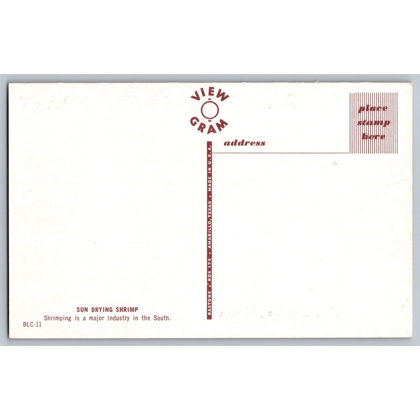 Texas TX Gulf Coast Sun Drying Shrimp Chrome Postcard Baxtone View Gram