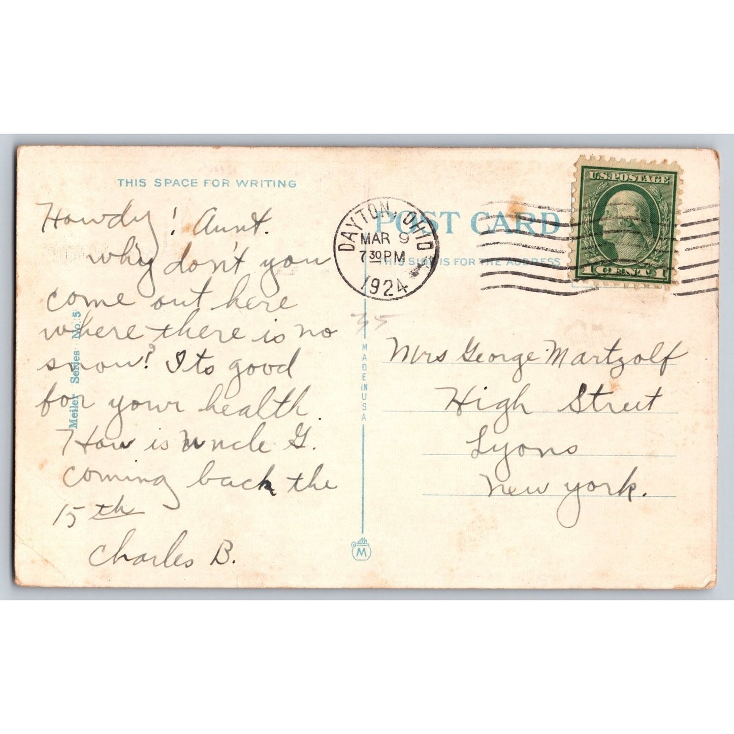 Dayton OH Ohio Oldest House Dayton 1924 White Border Postcard