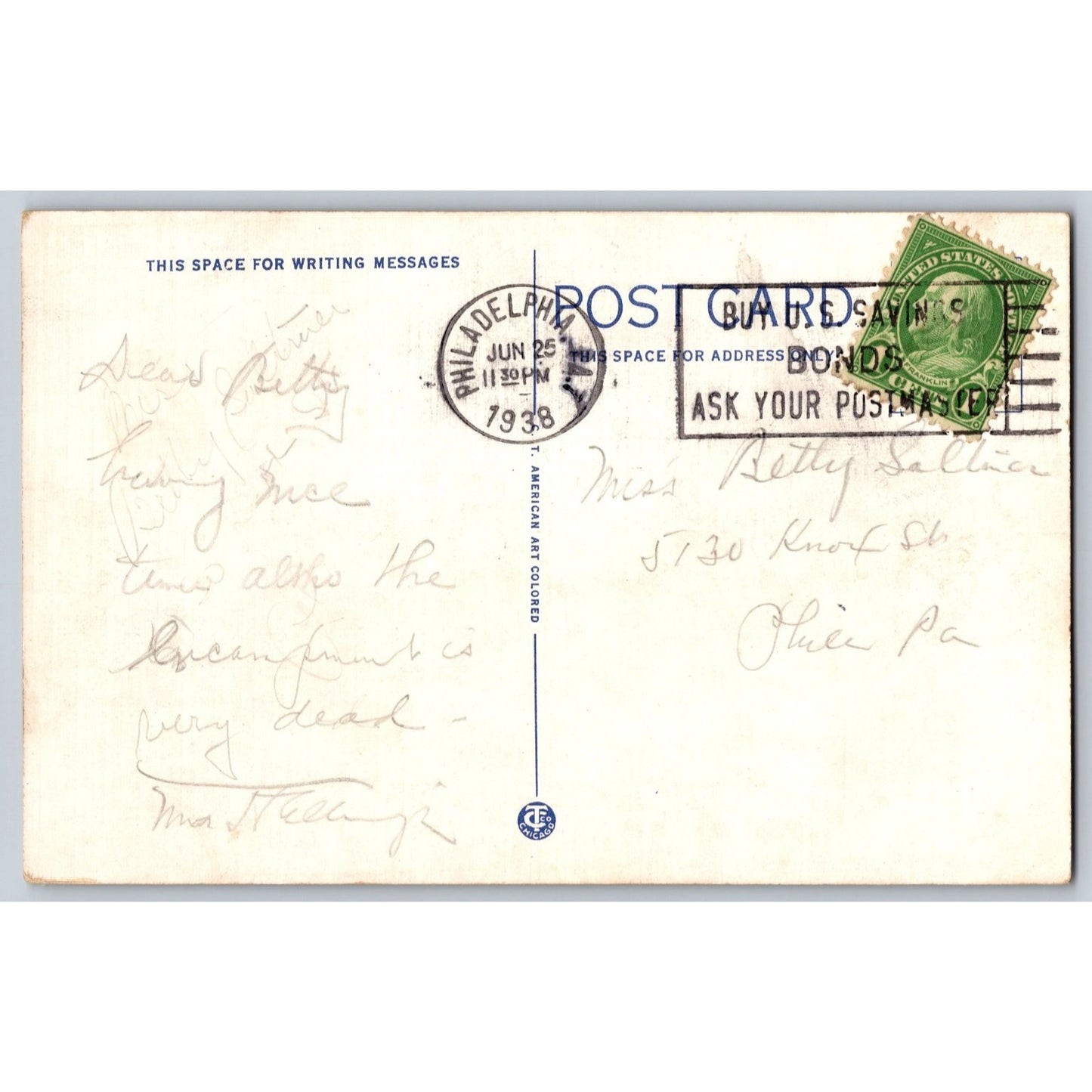 Harrisburg PA Pennsylvania Soldiers' and Sailors' Memorial Bridge 1938 Postcard