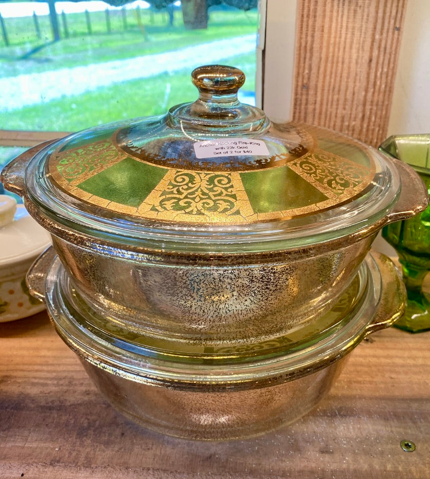 Casserole Dish Anchor Hocking Fire-King Georges Briard 22k Gold