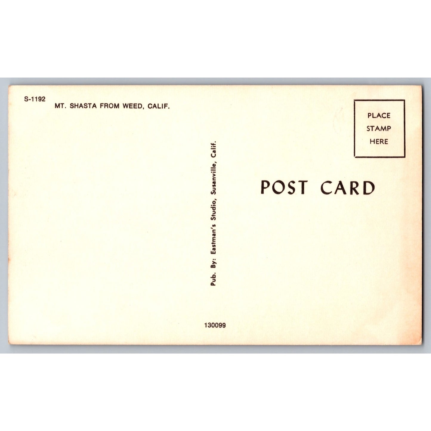Weed CA California Mt Shasta Chrome Postcard Unused Eastman's Studio