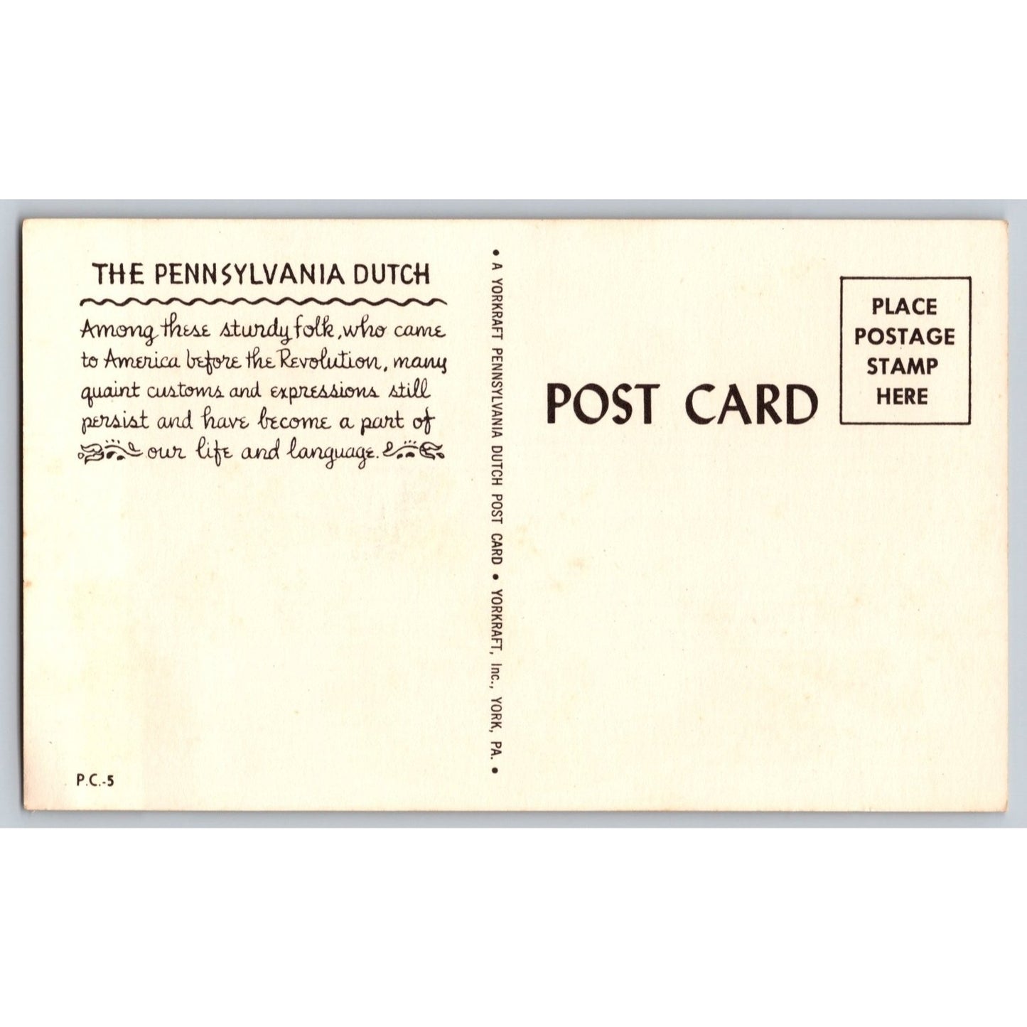 York PA Pennsylvania Dutch Postcard Yorkraft Inc PA Folk Humor Comic Postcard