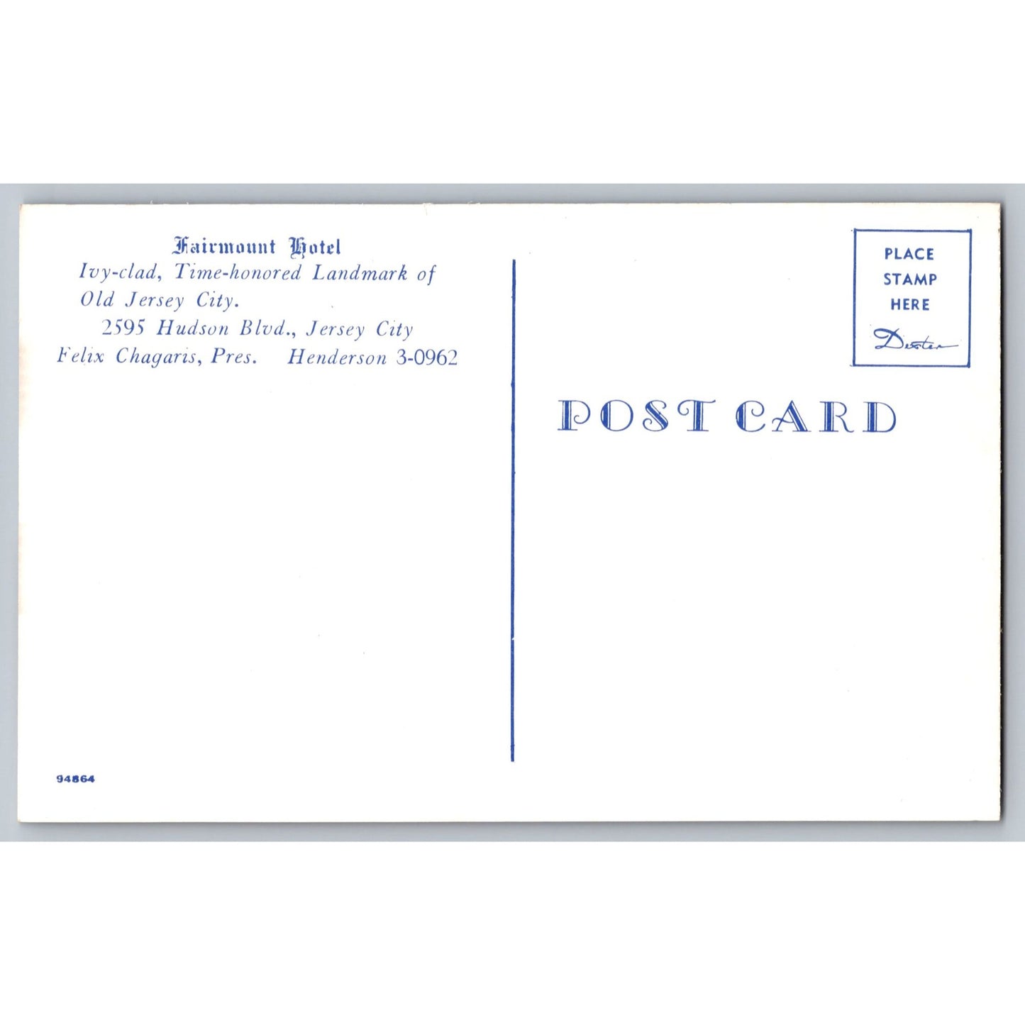 Fairmount Jersey City NJ New Jersey Hotel Ivy-Clad Landmark Jersey Postcard