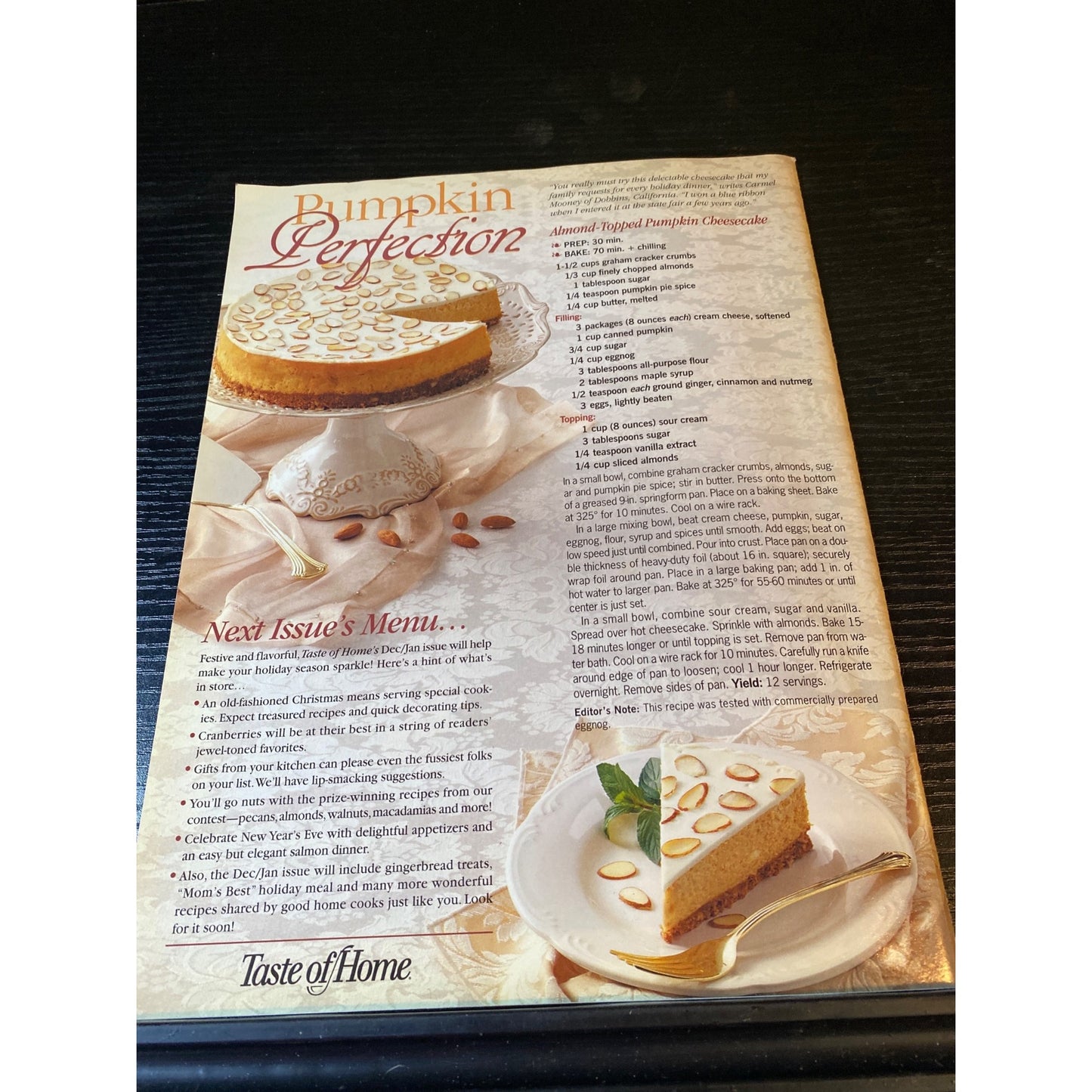 Taste Of Home October/November 2006 Turkey & All The Trimmings Holiday Recipes Issue