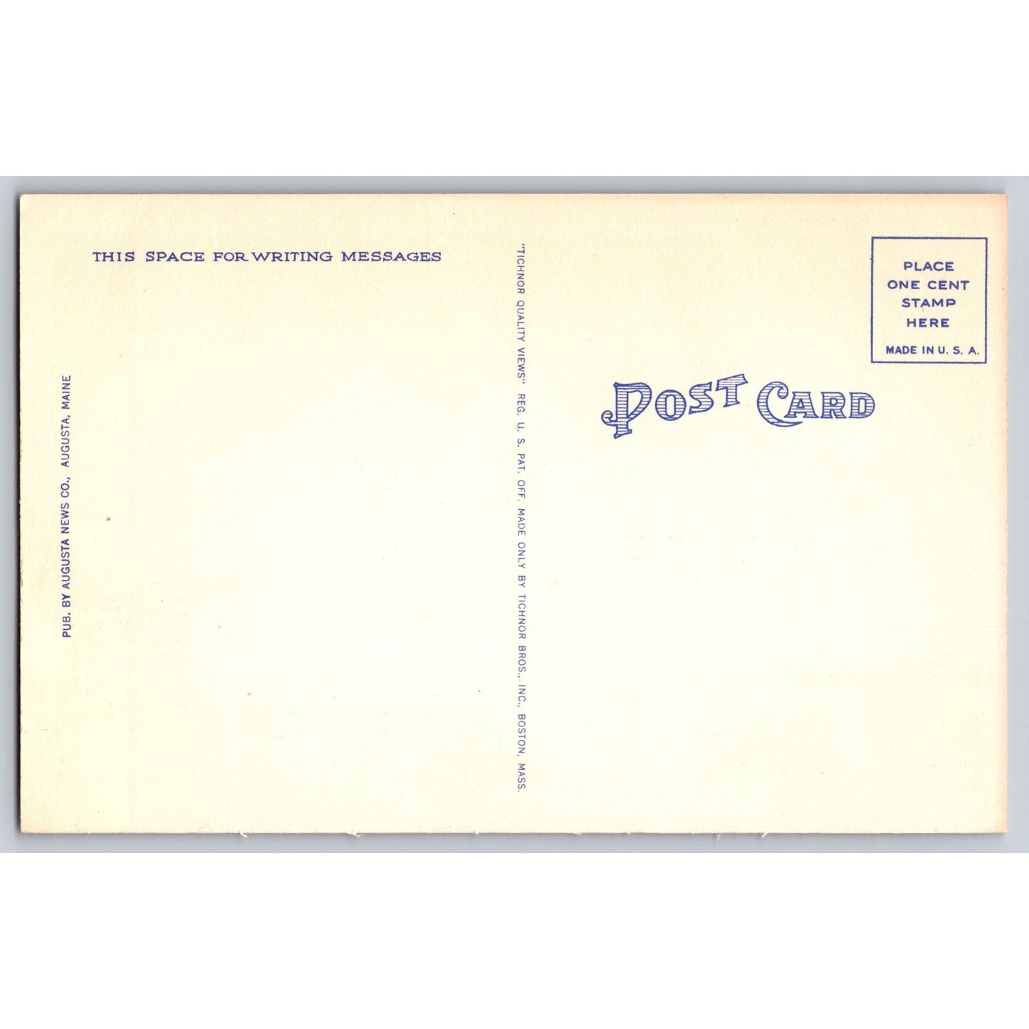 Augusta ME Maine Post Office White Border Postcard Unused Augusta News Co