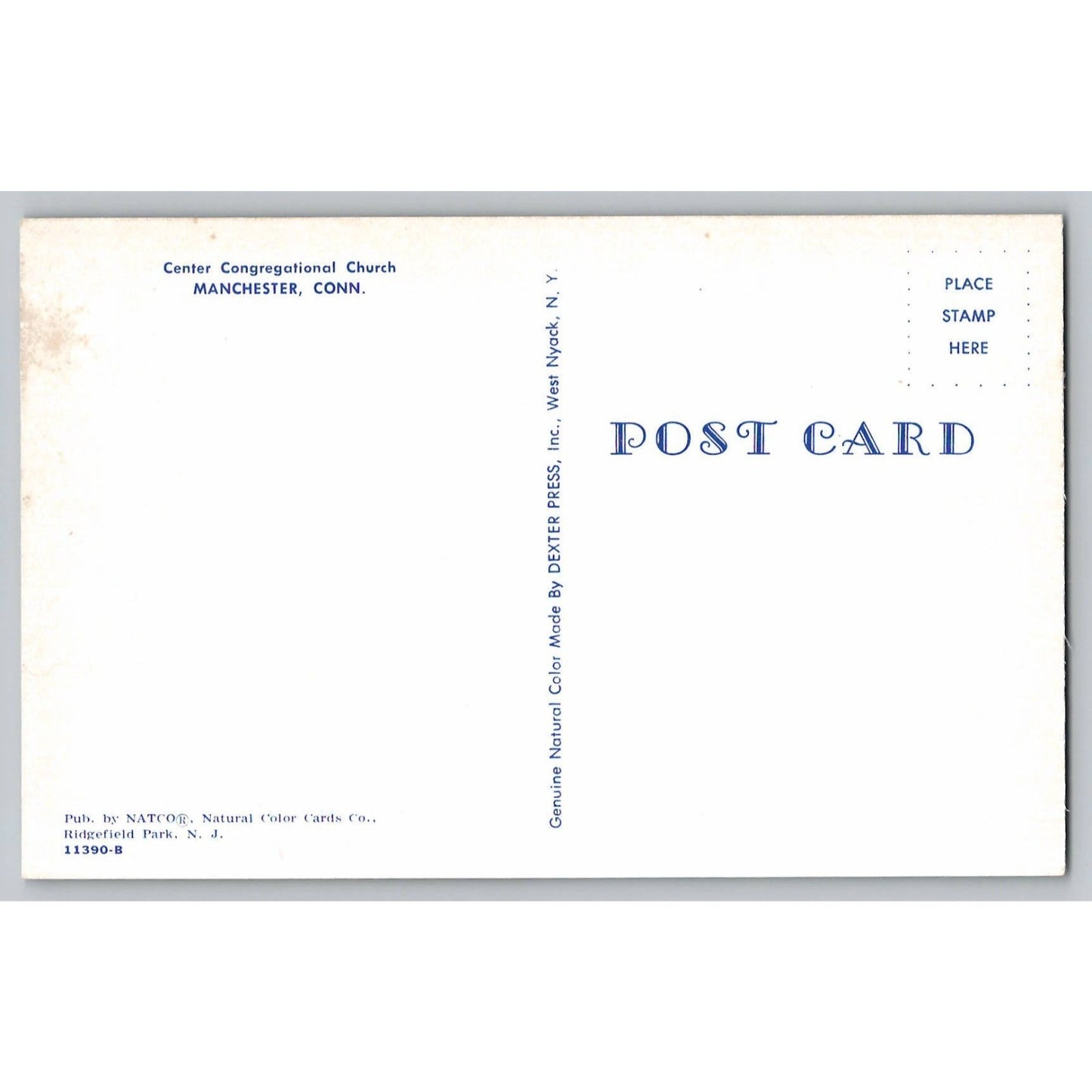 Manchester CT Connecticut Congregational Church Chrome Postcard Unused