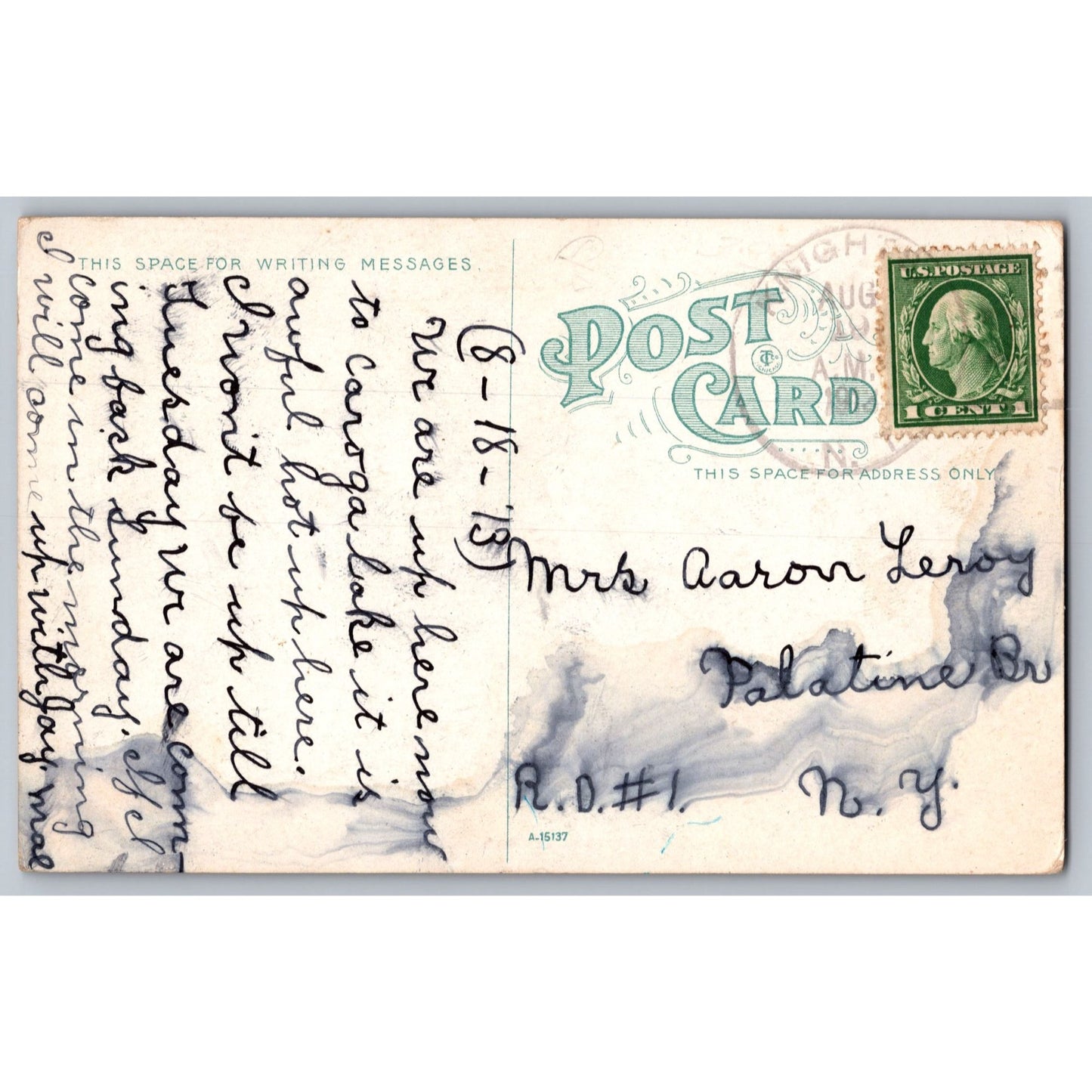 East Caroga Lake NY New York Simonson Lodge Divided Back Postcard Used