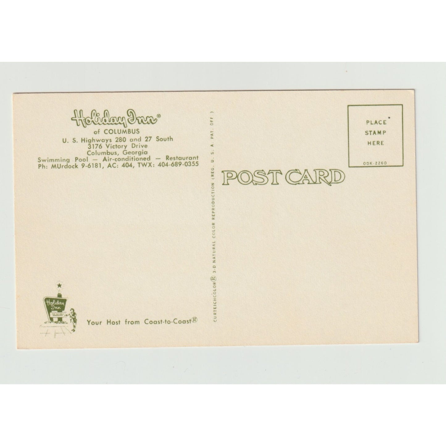 Postcard GA Georgia Columbus Holiday Inn Chrome Unused