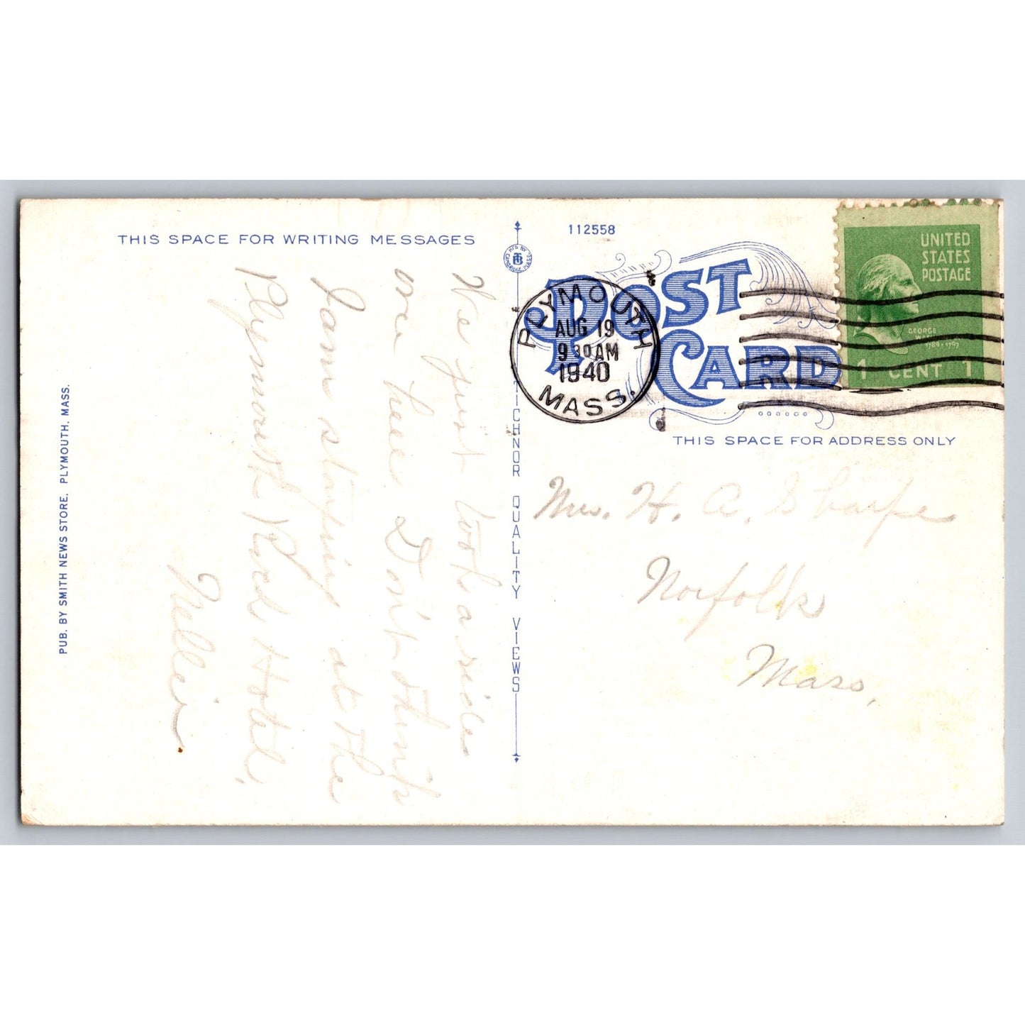 Plymouth MA Massachusetts Old Powder House Burial Hill White Border Postcard