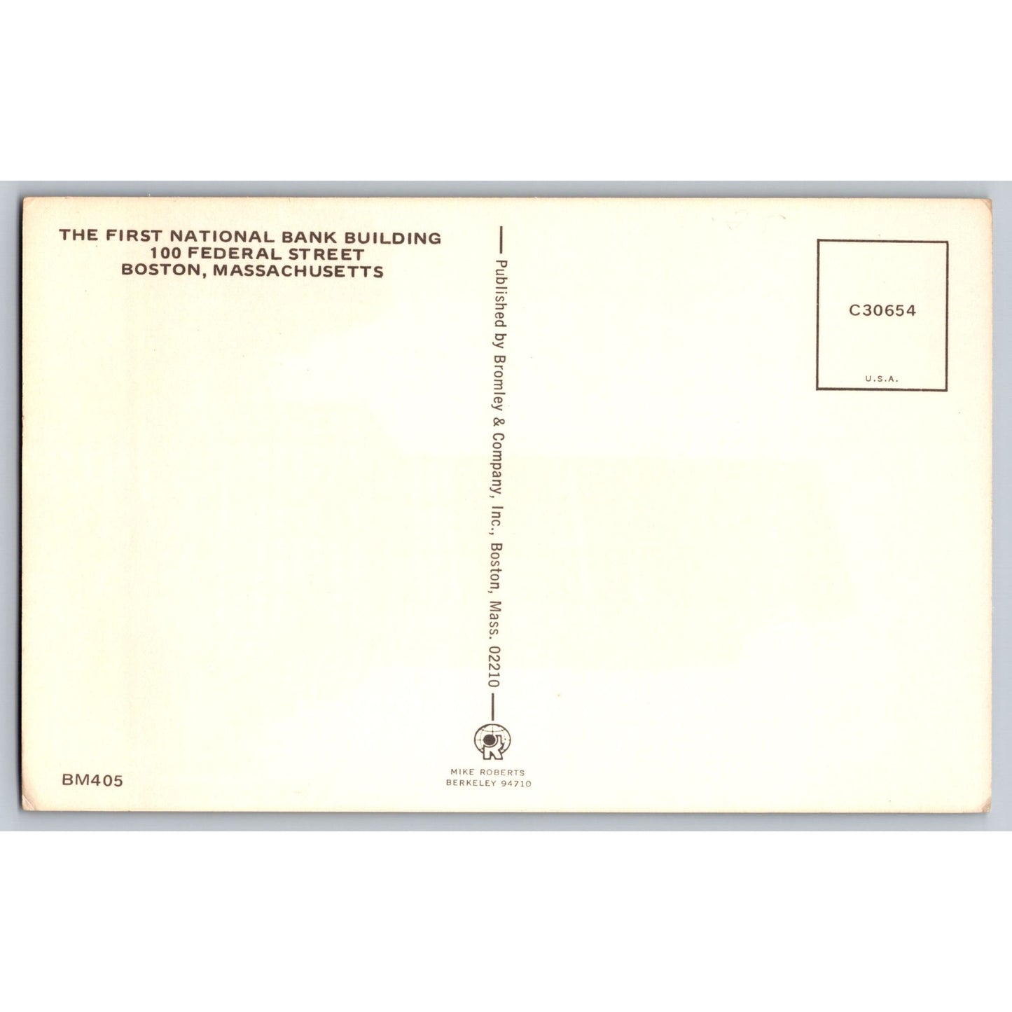 Boston MA Massachusetts First National Bank Building Chrome Postcard Bromley
