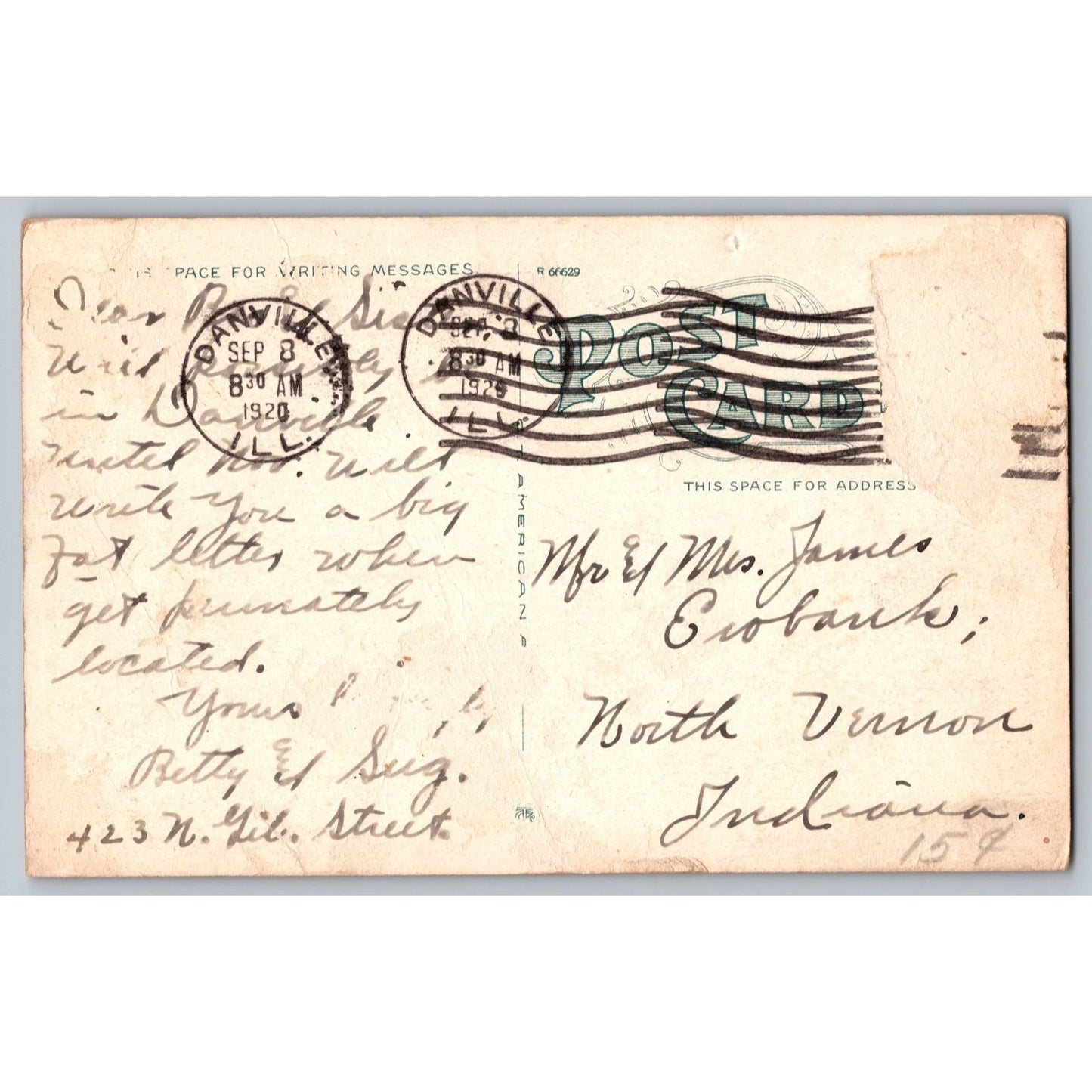 Danville IL Illinois First ME Church 1920 White Border Postcard Used