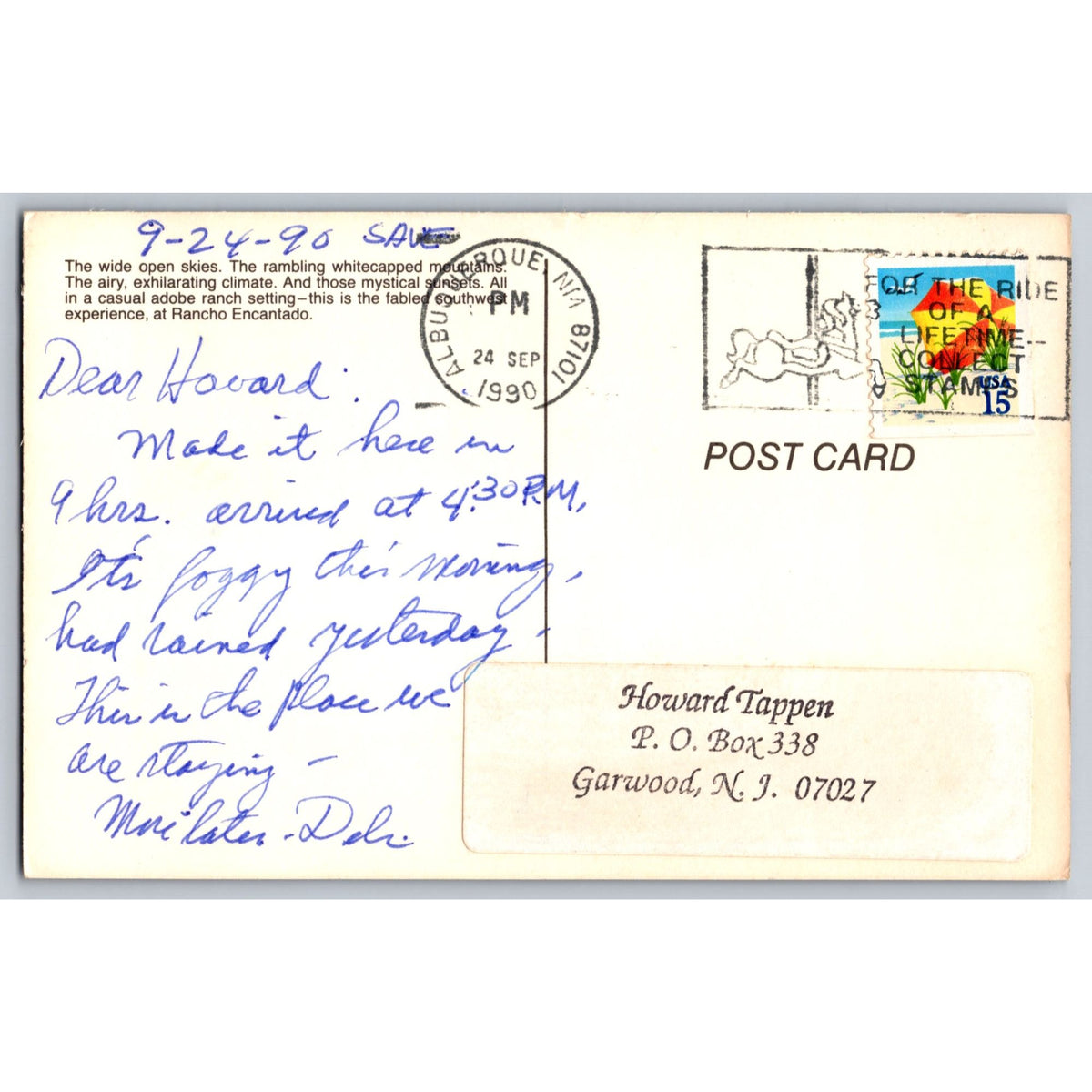 Santa Fe NM New Mexico Rancho Encantado Bacalar 1990s Chrome Postcard Used