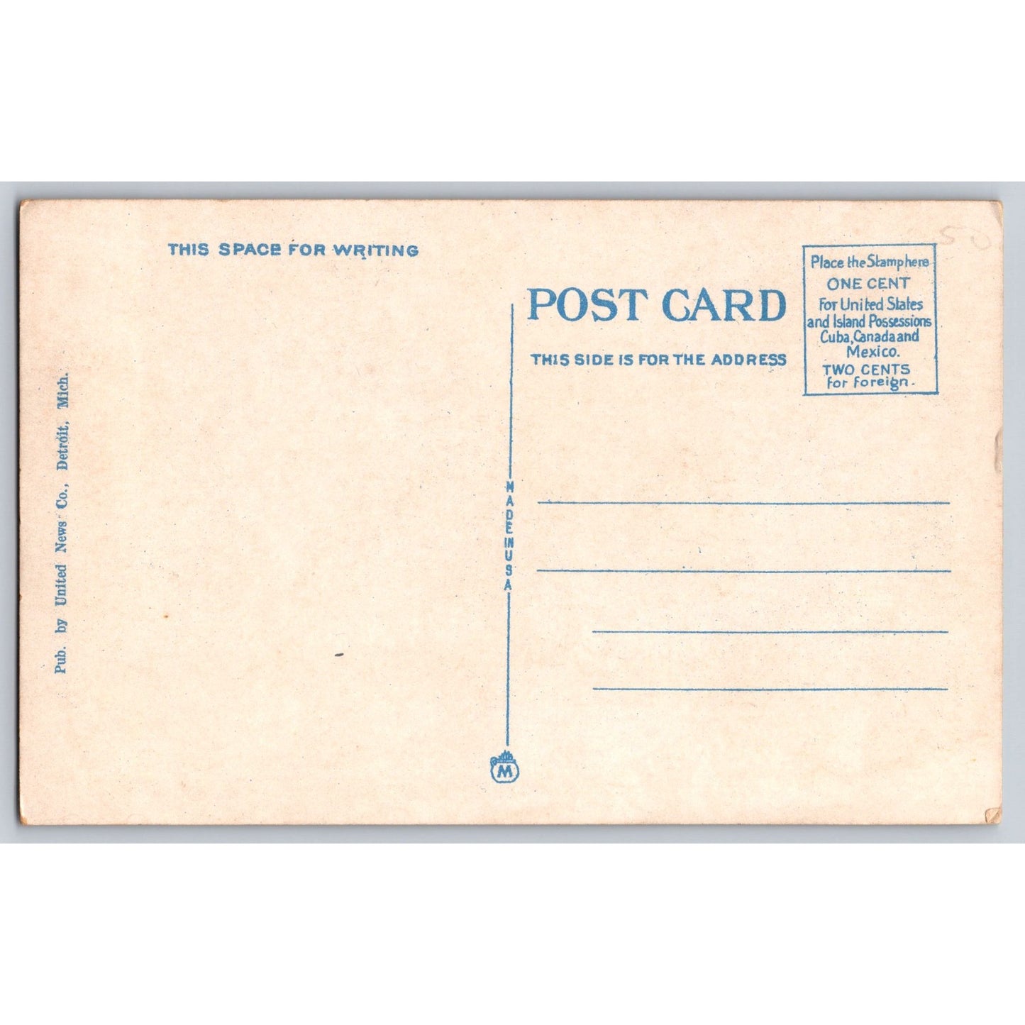 Detroit MI Michigan Public Library White Border Postcard Unused United News Co