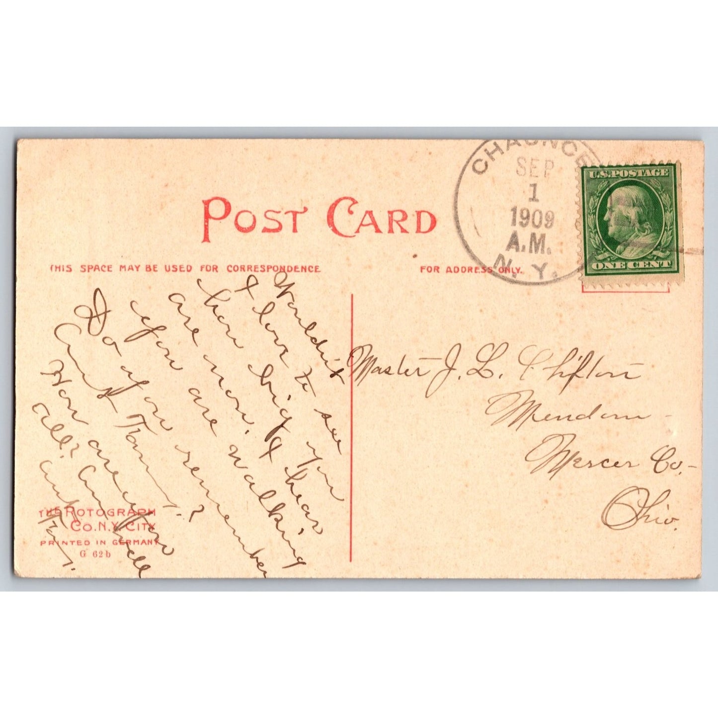New York City NH Waldorf Astoria 1909 Divided Back Postcard Germany Used