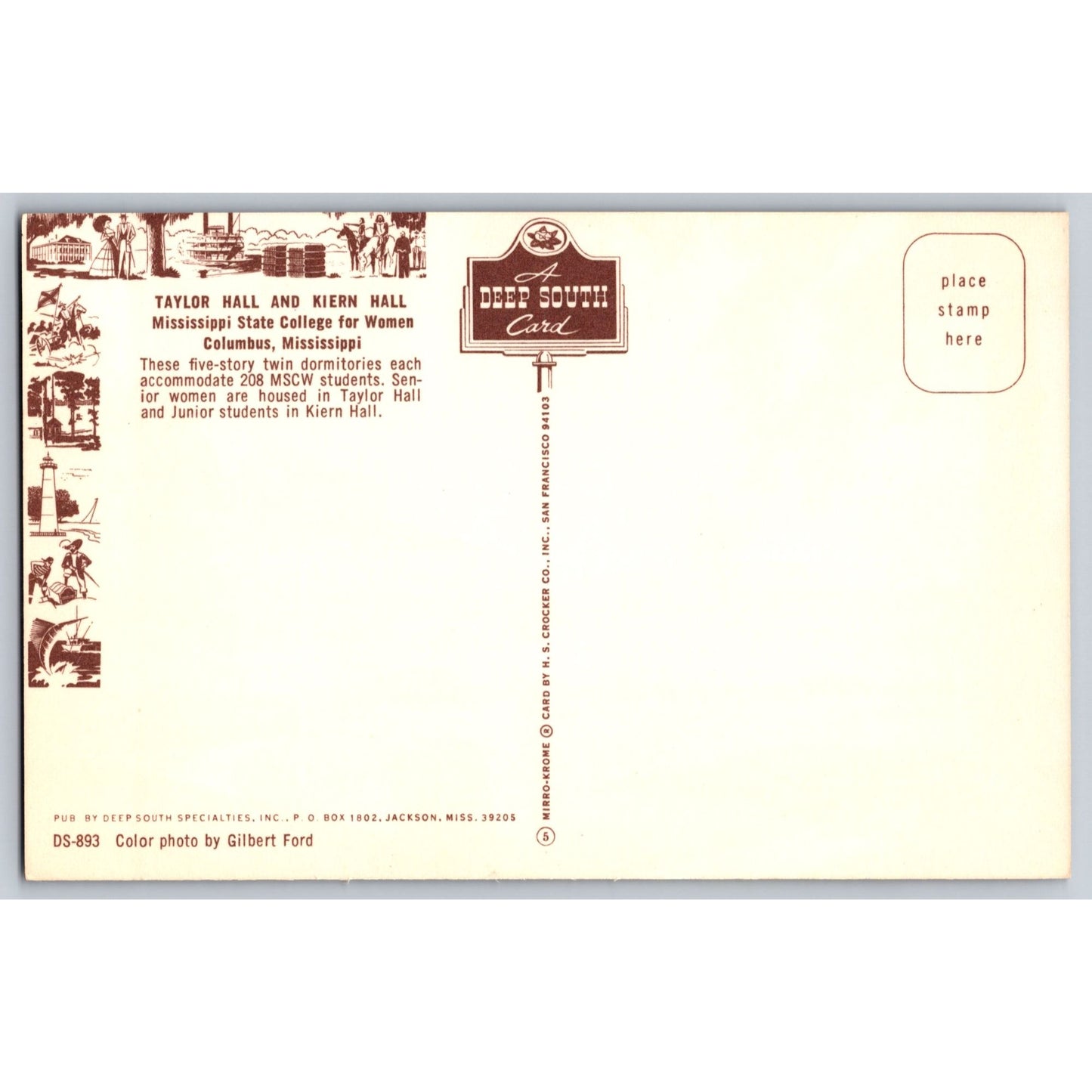 Columbus MS Mississippi State College For Women Taylor Hall Kiern Hall Postcard