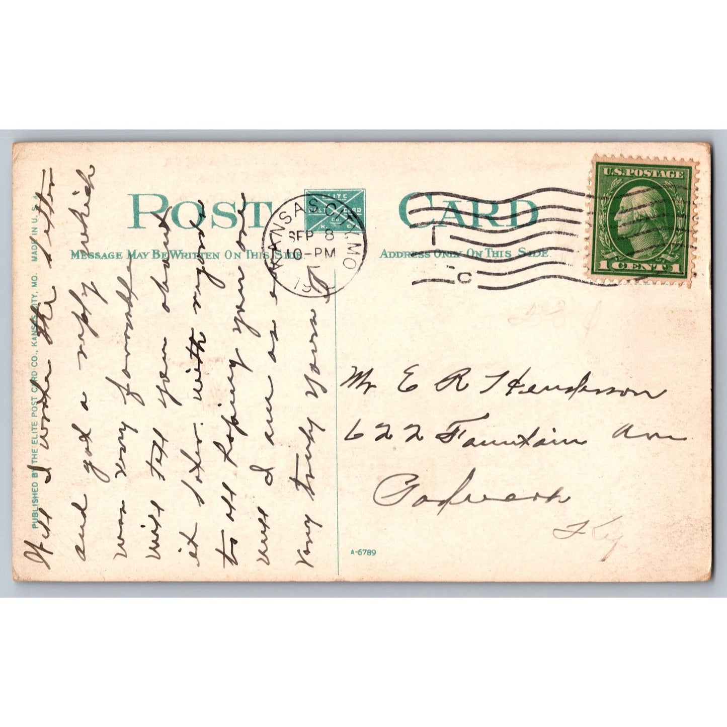 Kansas City MO Missouri The Spring on Cliff Drive 1915 Divided Back Postcard