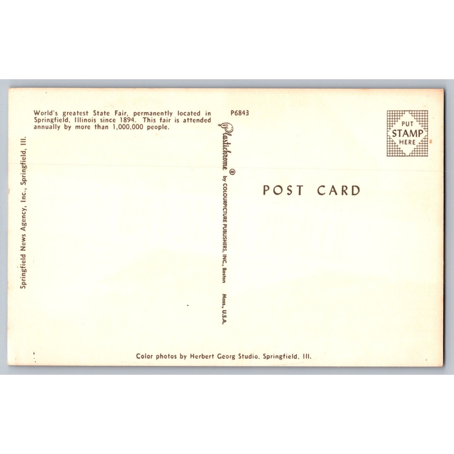 Springfield IL Illinois State Fair Greetings Horse Racing 1950s Chrome Postcard