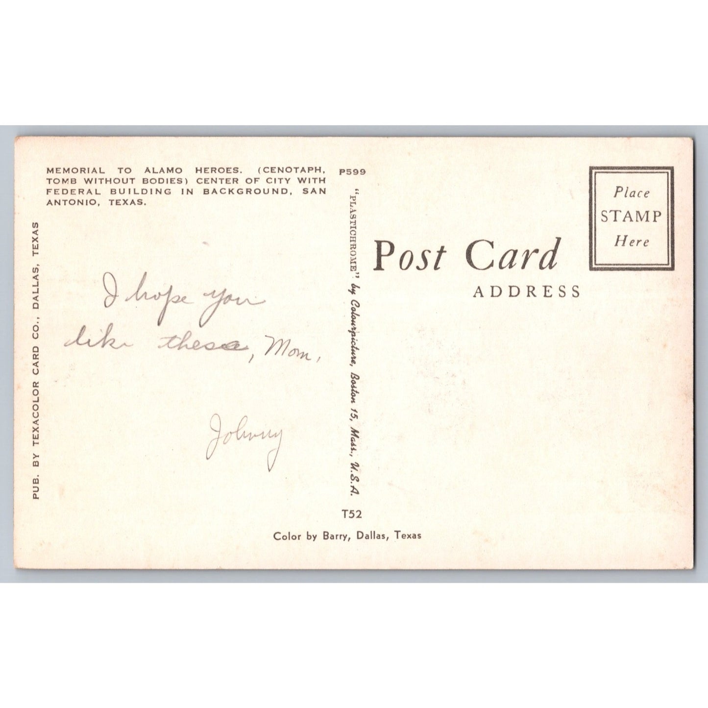 San Antonio TX Texas Alamo Heroes Memorial & Federal Building 1940s Postcard