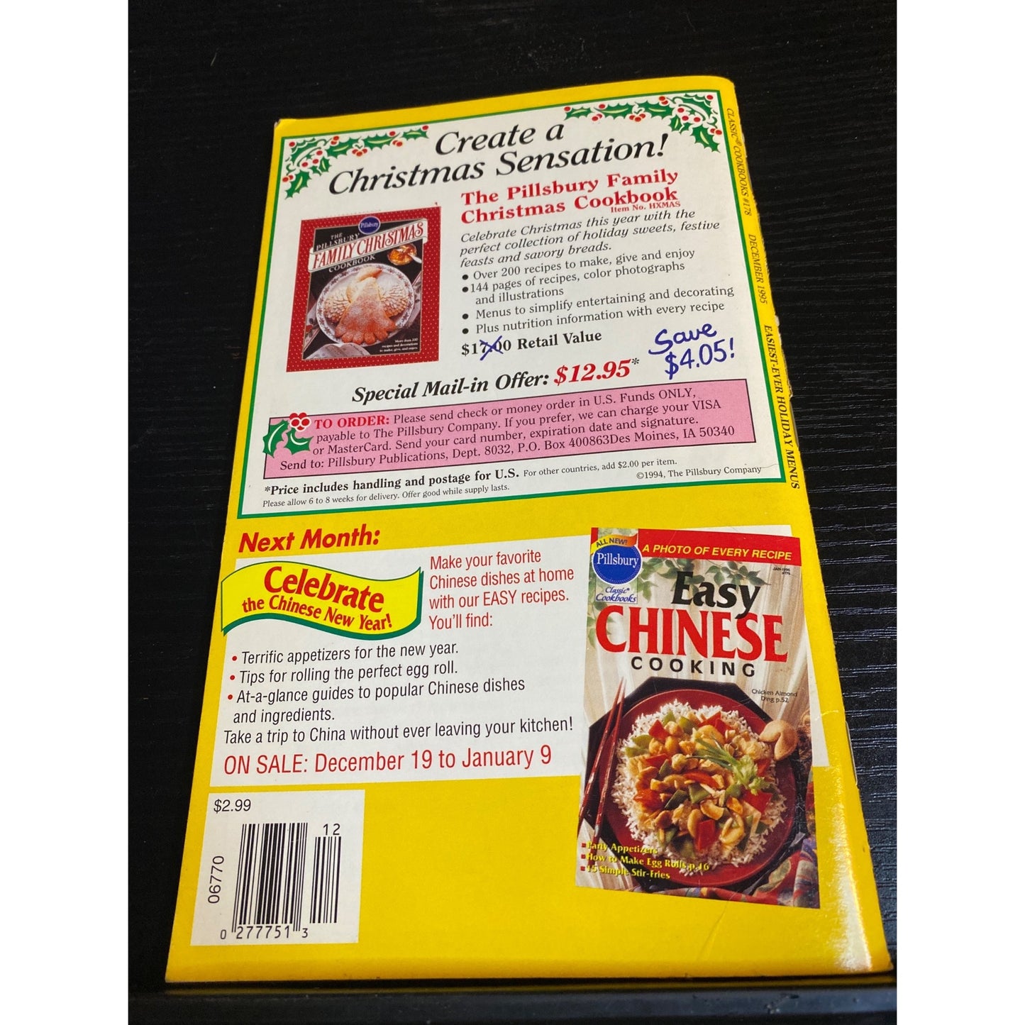 Pillsbury Classic Cookbook Easiest-Ever Holiday Menus 1986 Edition