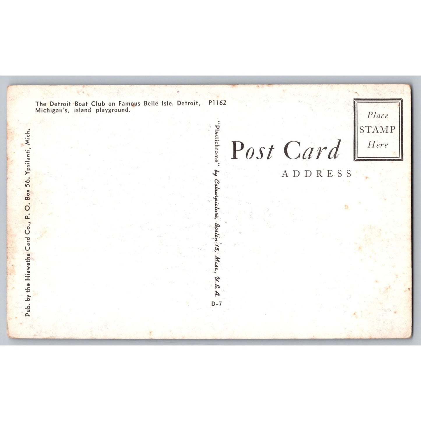 Detroit MI Michigan Boat Club Belle Isle Island Playground Postcard Unused