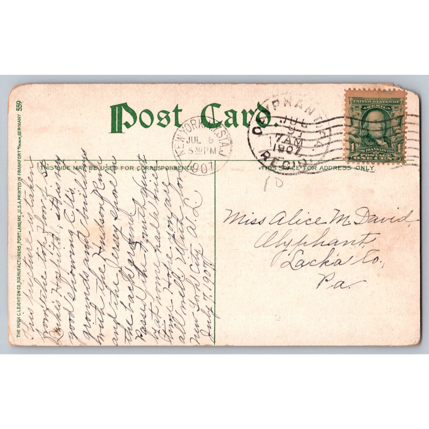 New York City NY Columbia University Scenic View 1907 Divided Back Postcard Used