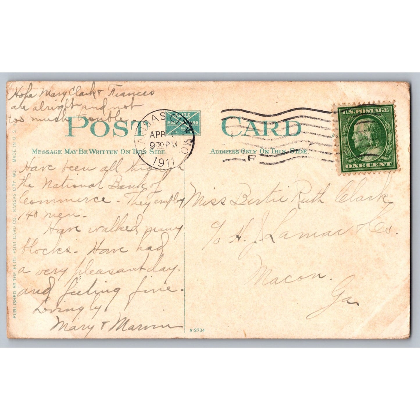 Kansas City MO Missouri Courthouse Undivided Back Postcard 1911