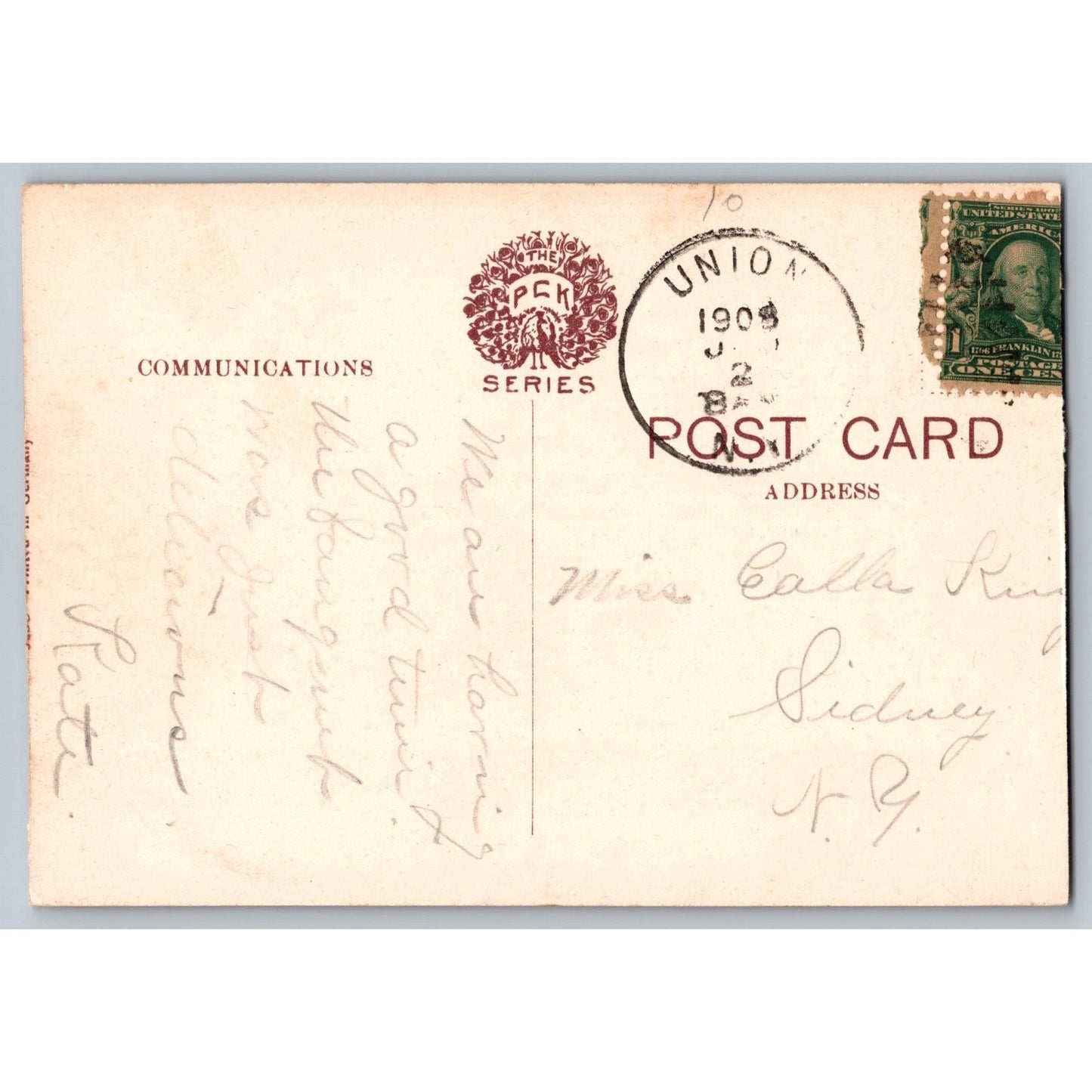 Endicott NY New York Casino Park 1908 Divided Back Postcard Used PCK Series