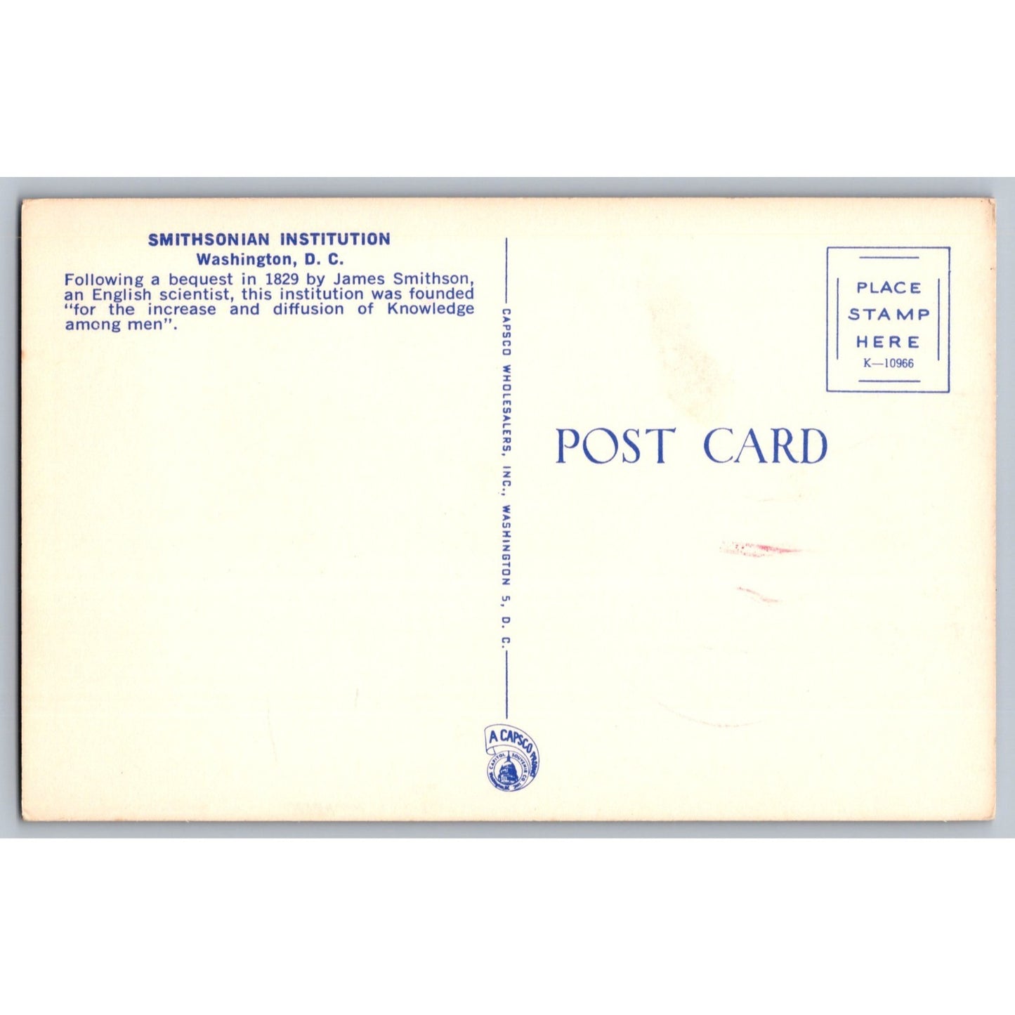 Washington DC Smithsonian Institution Institute Chrome Postcard Unused