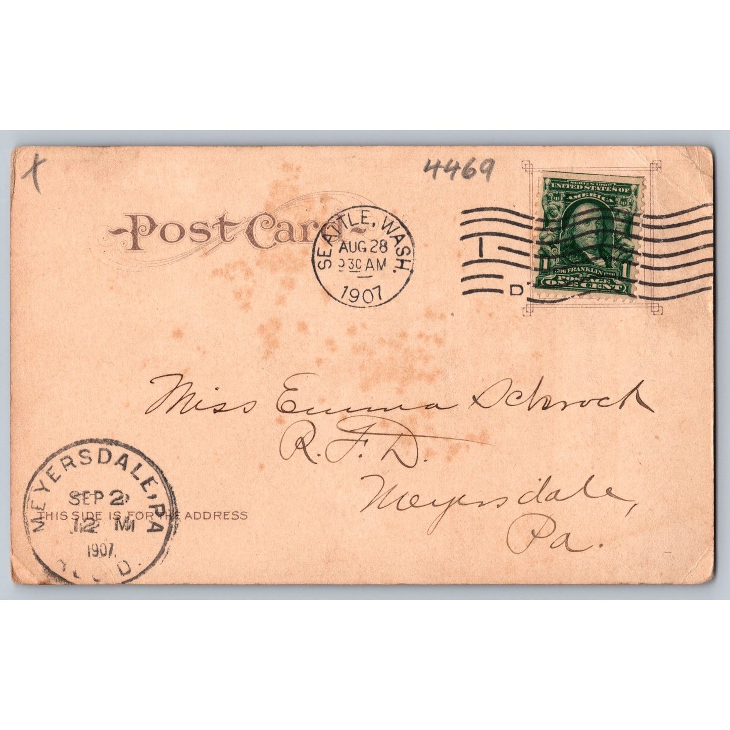 Seattle WA Washington Totem Pole Pioneer Place 1907 Undivided Back Postcard