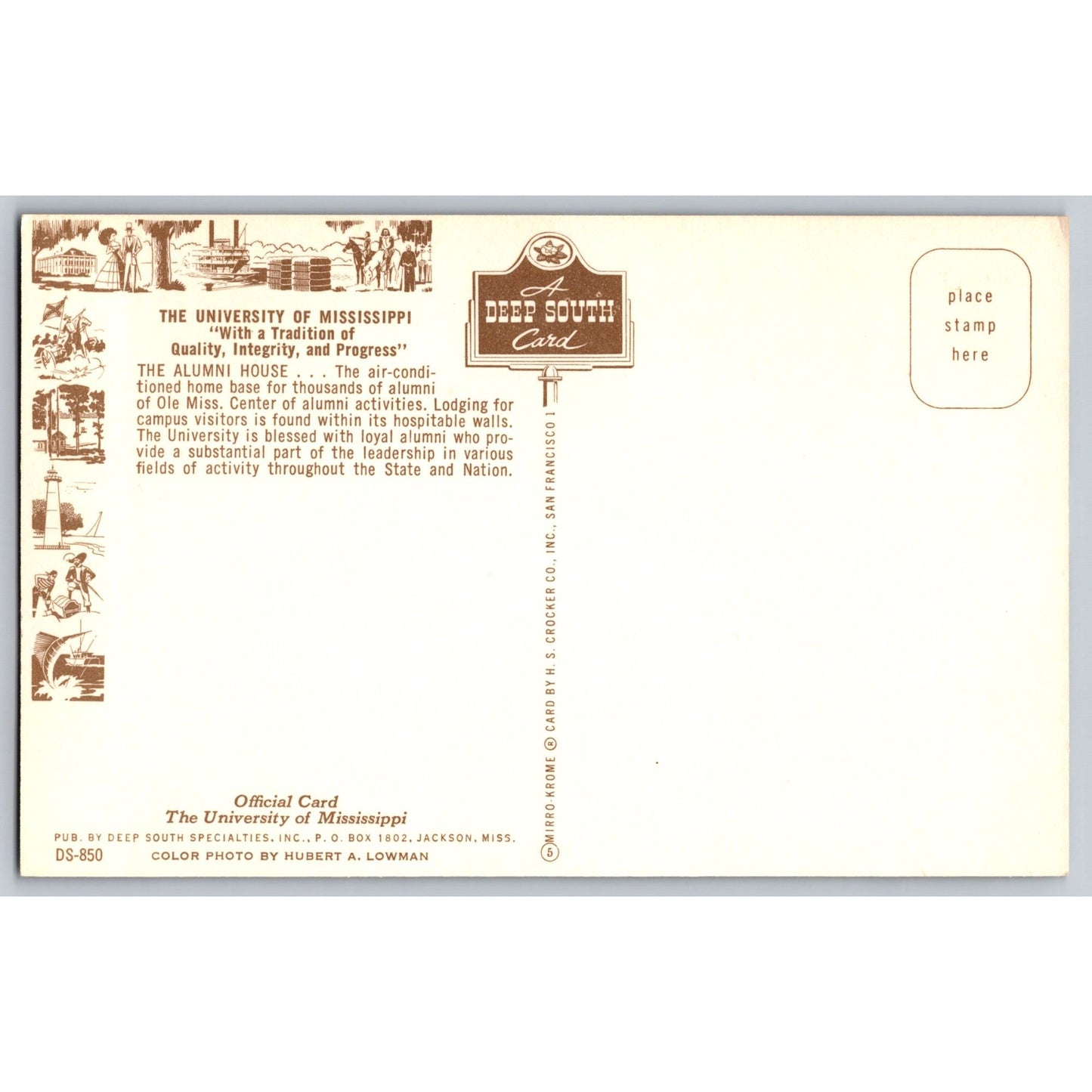 Jackson MS University Of Mississippi Ole Miss Alumni House Chrome Postcard
