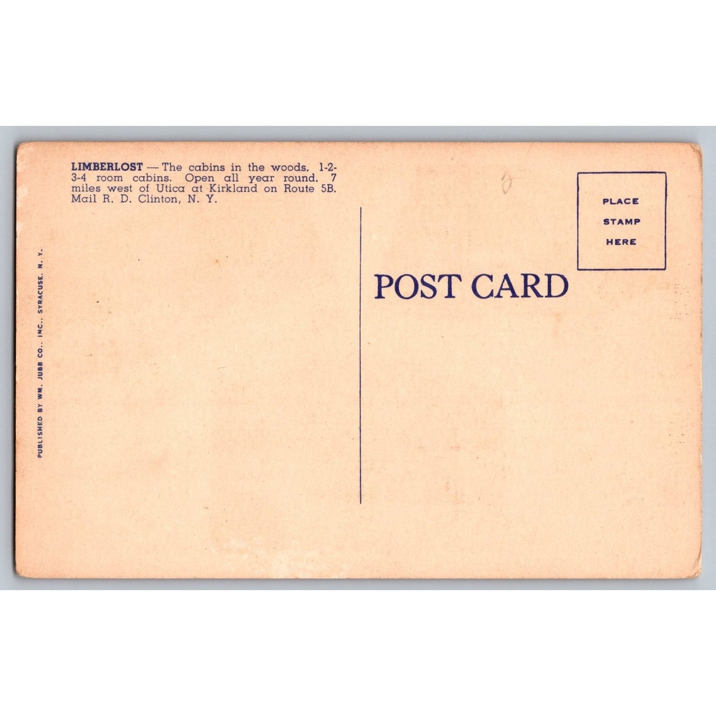Kirkland NY New York Limberlost Cabins Cottages Linen Postcard Unused