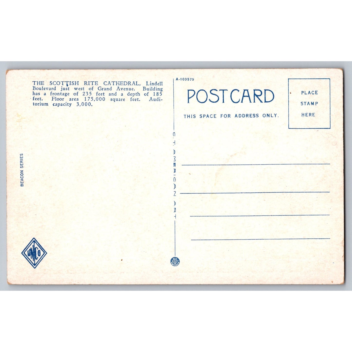 St Louis MO Missouri Scottish Rite Cathedral White Border Postcard Unused